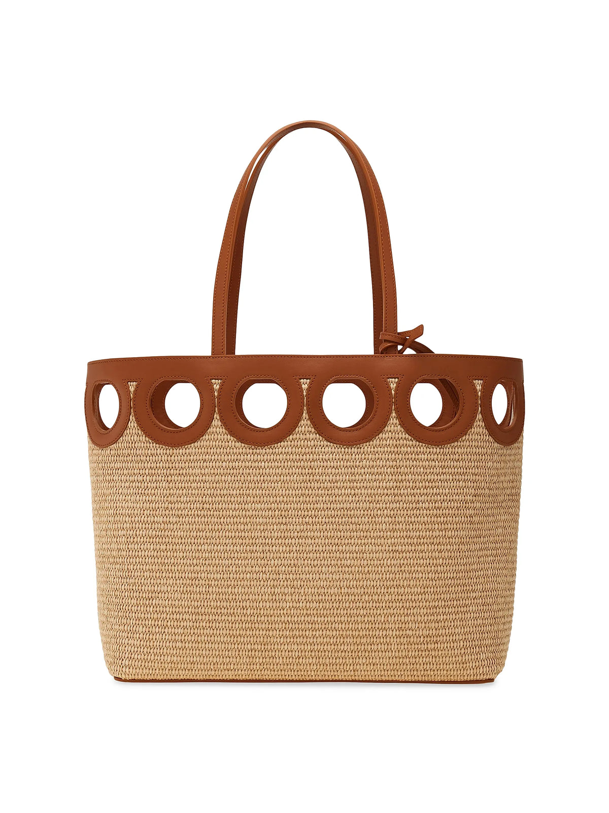 FERRAGAMO Raffia & Leather Tote Bag