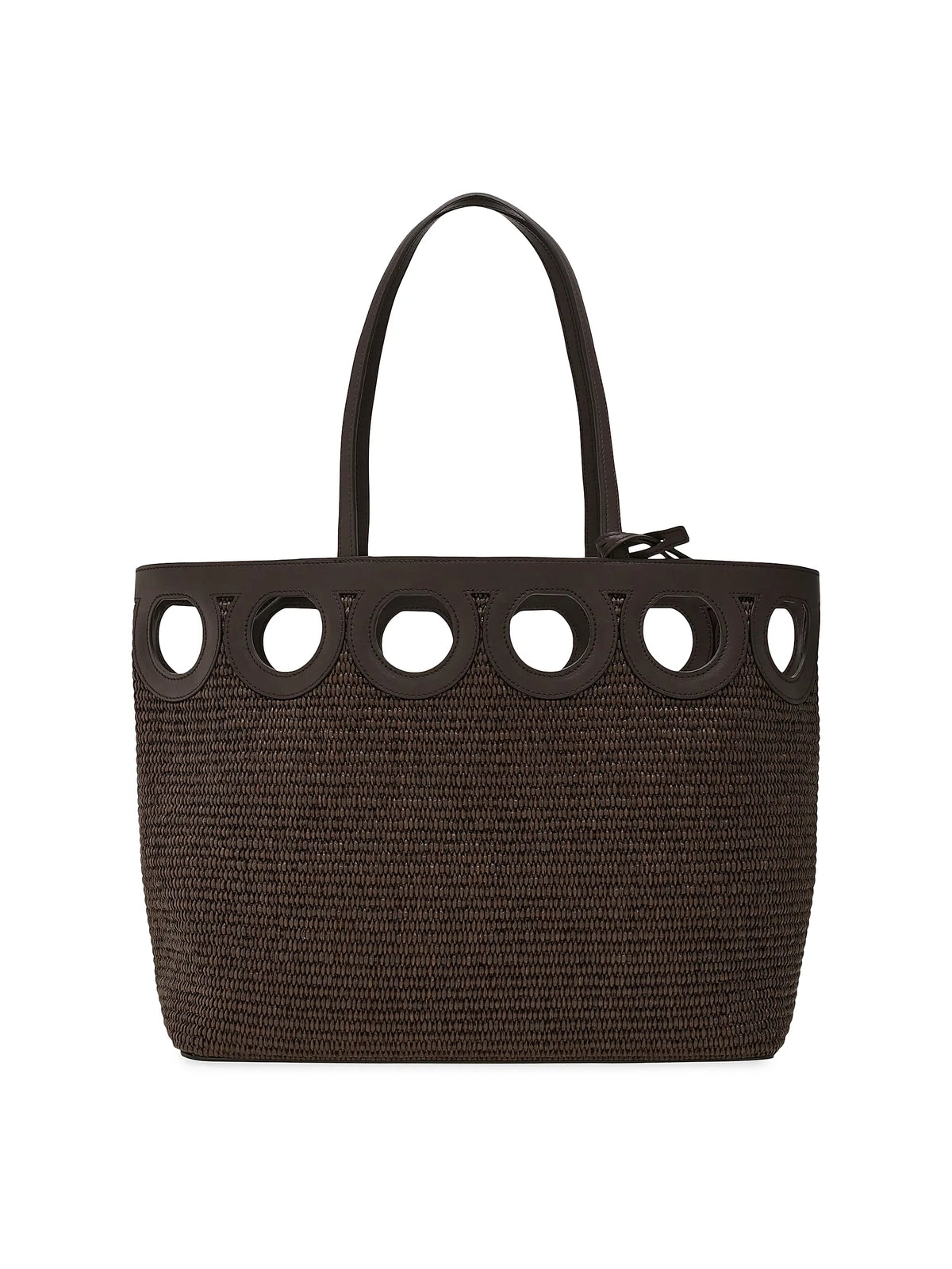 FERRAGAMO Raffia & Leather Tote Bag