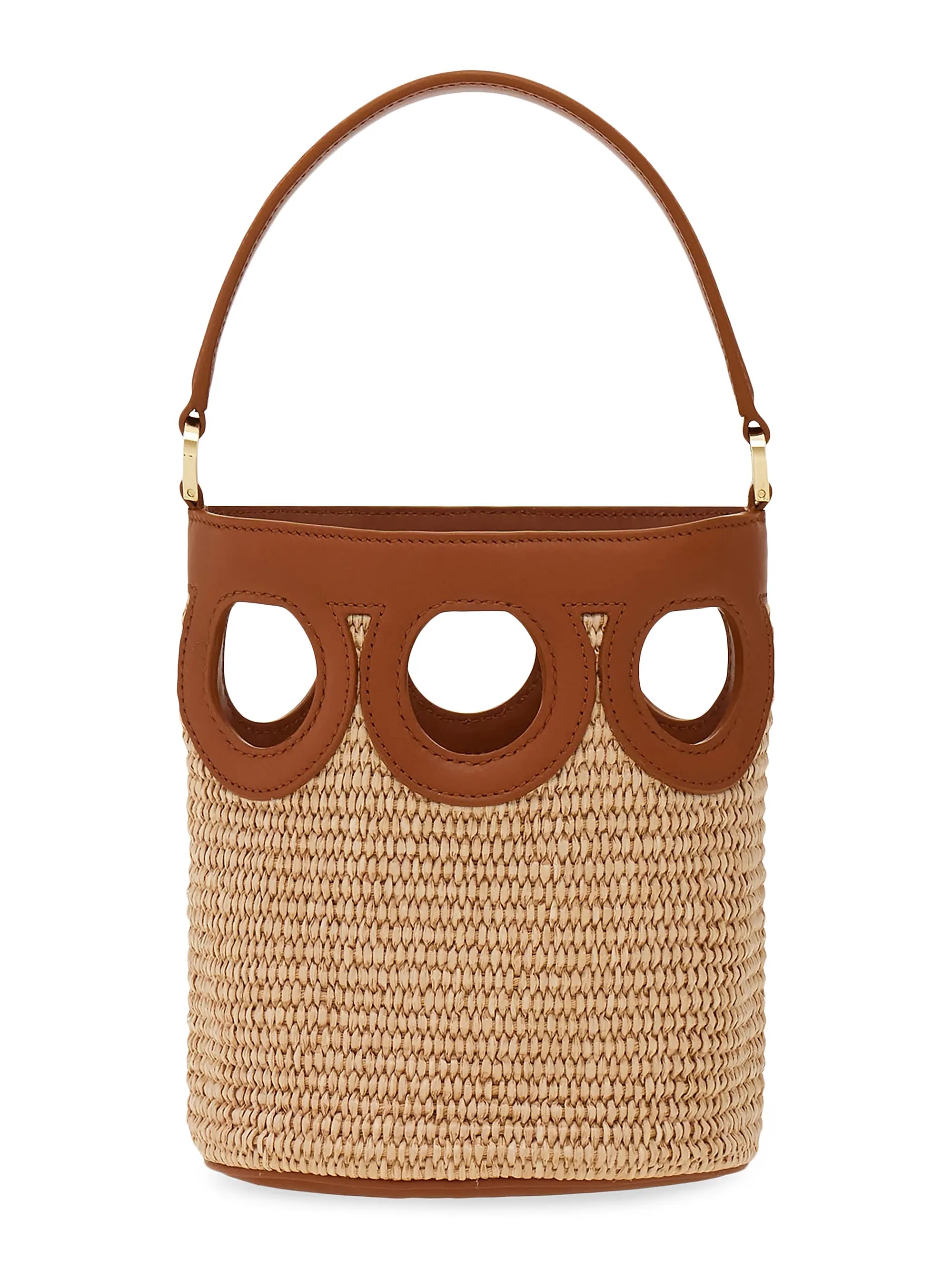 FERRAGAMO Mini Raffia Bucket Bag