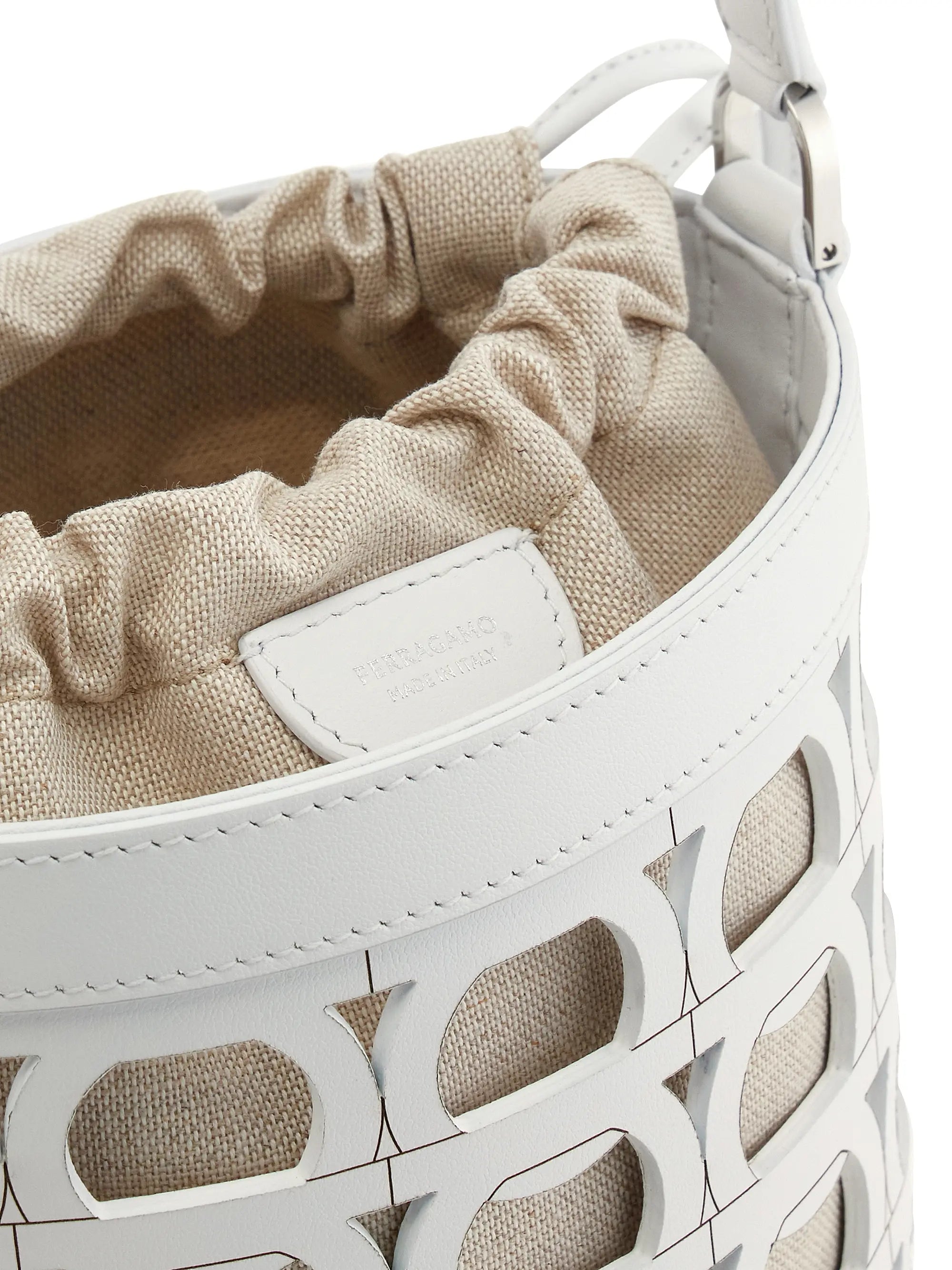 FERRAGAMO Laser-Cut Leather Bucket Bag