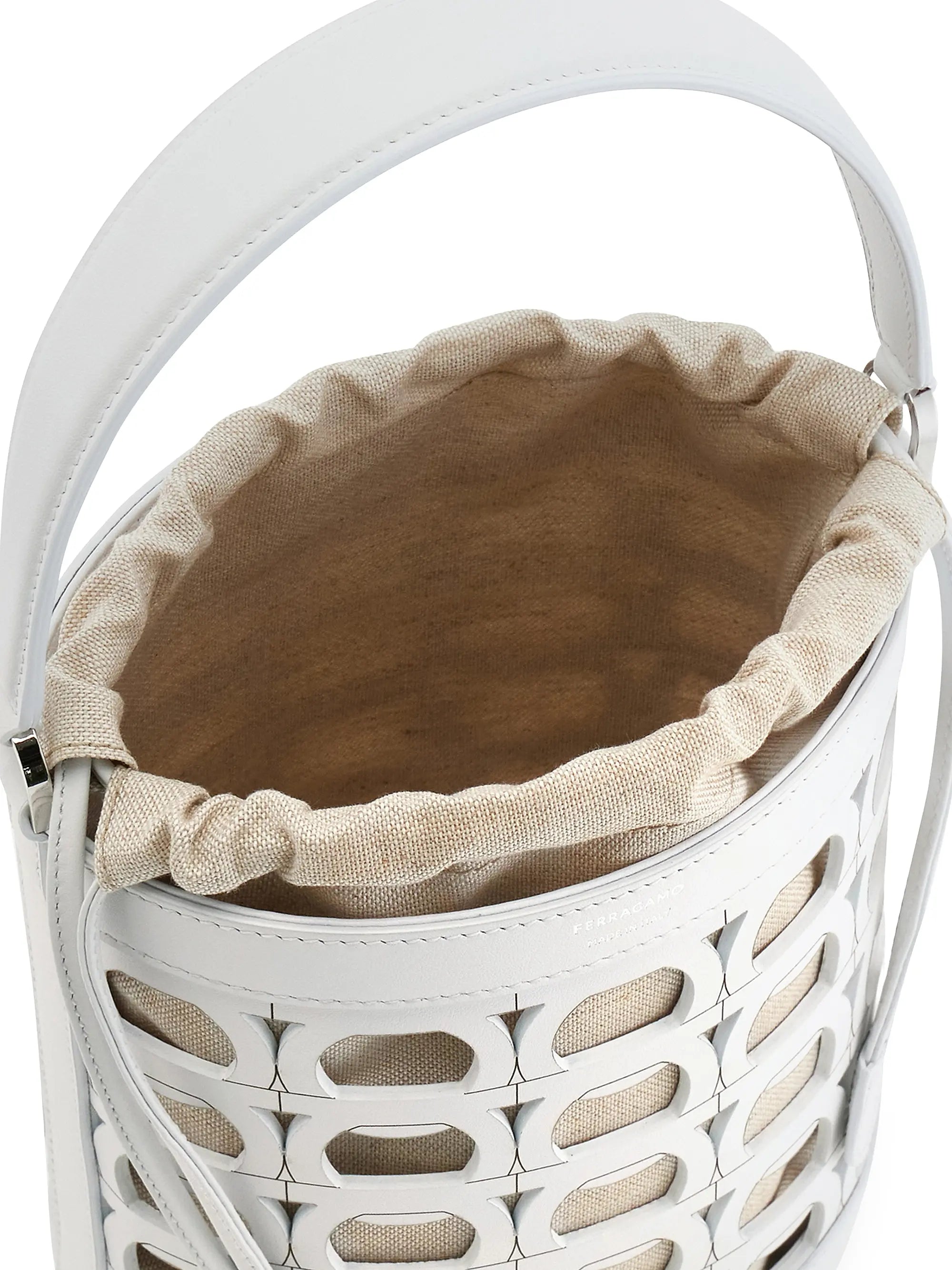 FERRAGAMO Laser-Cut Leather Bucket Bag