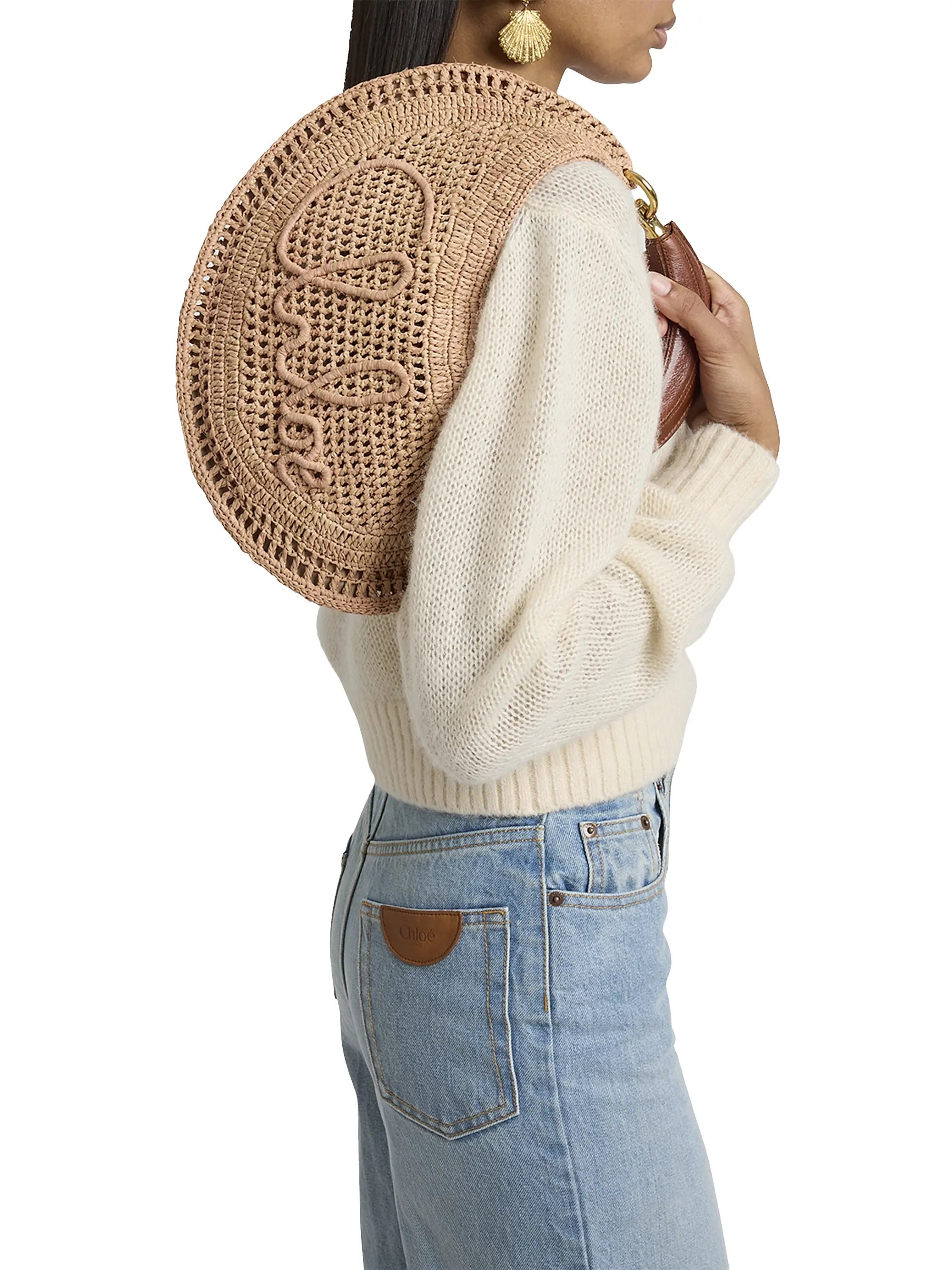 Chloé Summer Banana Logo-Crocheted Hobo Bag