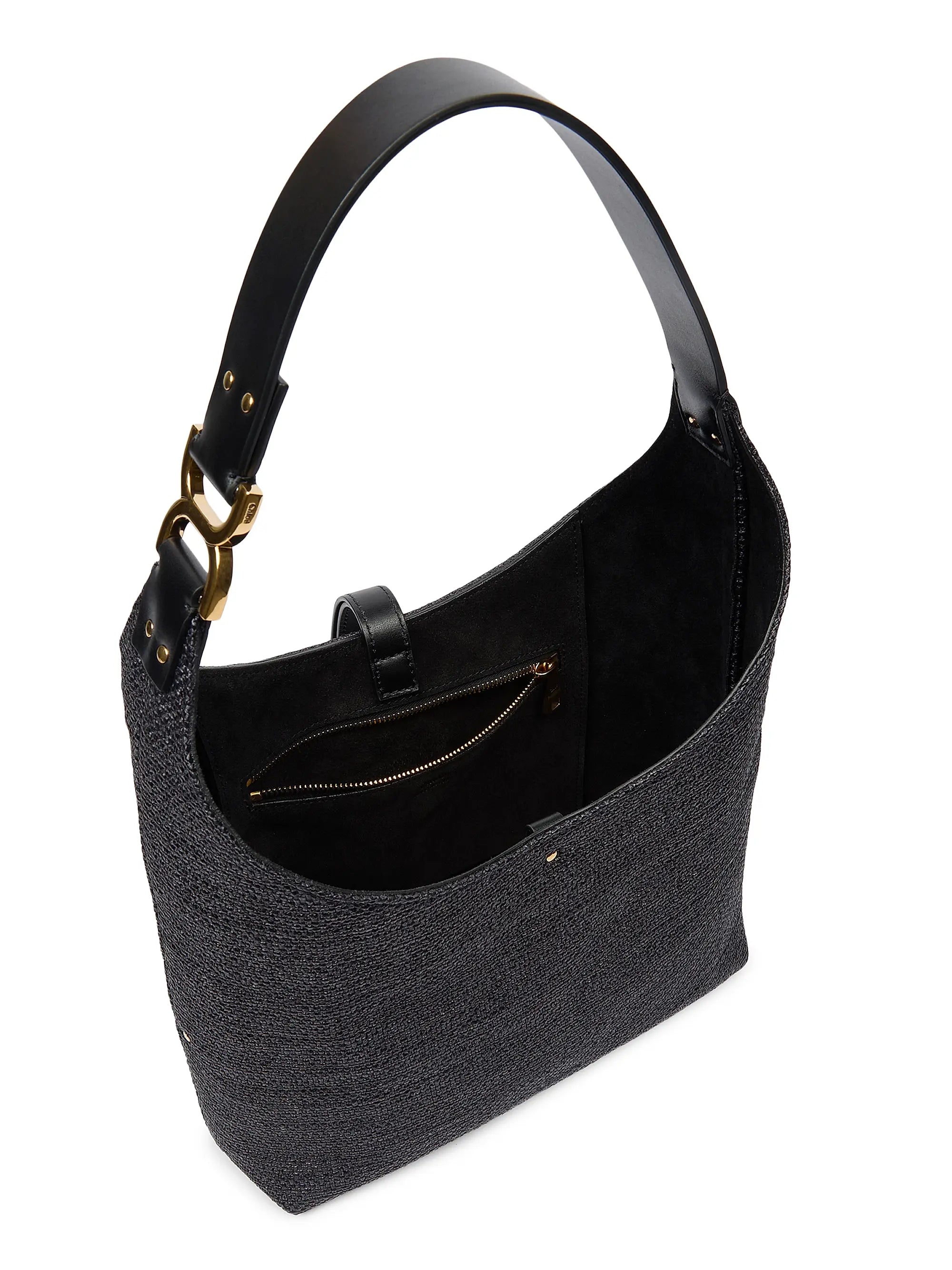 Chloé Small Marcie Logo Raffia Shoulder Bag