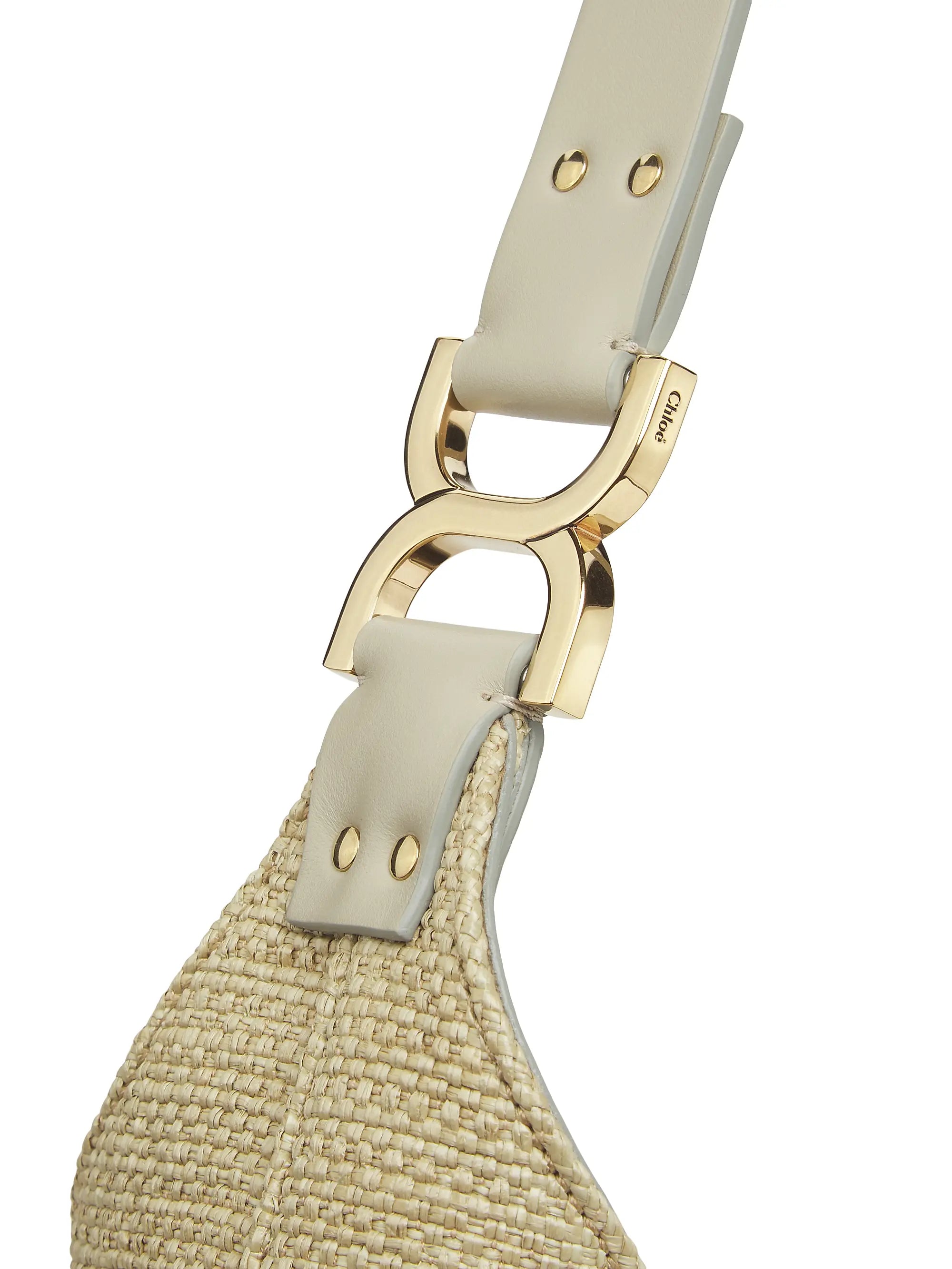 Chloé Small Marcie Logo Raffia Shoulder Bag