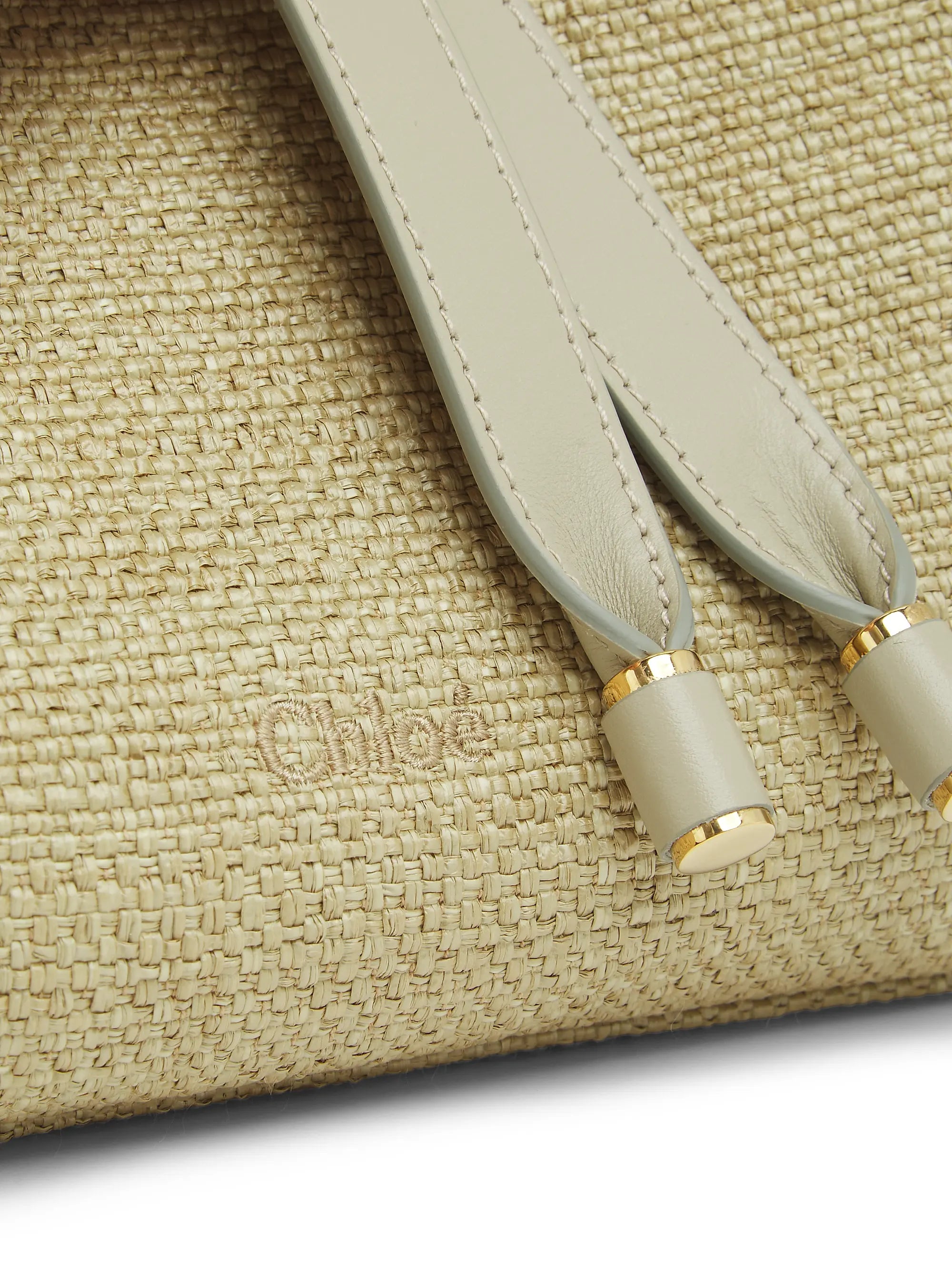 Chloé Small Marcie Logo Raffia Shoulder Bag