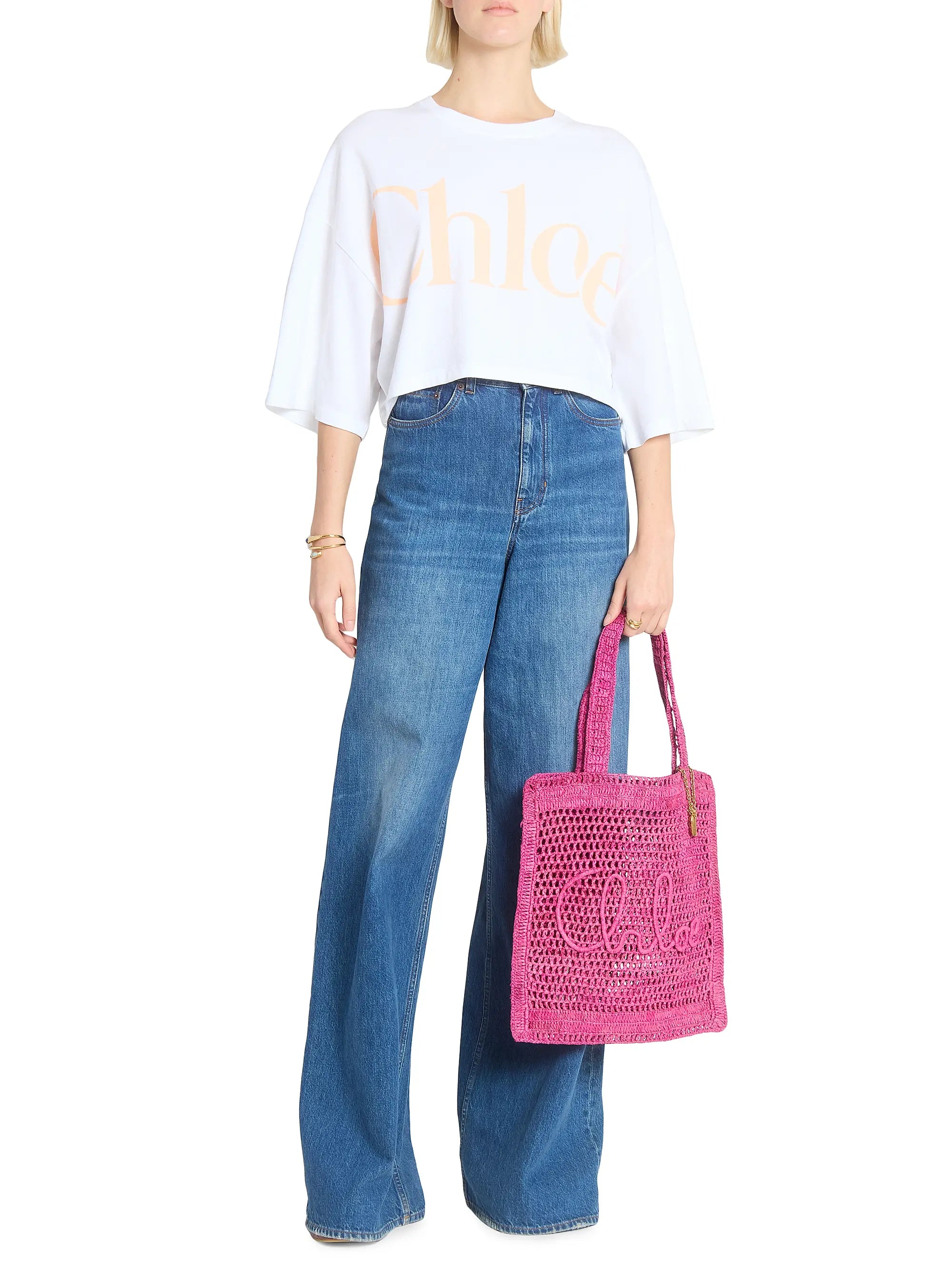 Chloé Summer Banana Logo Crocheted Tote Bag