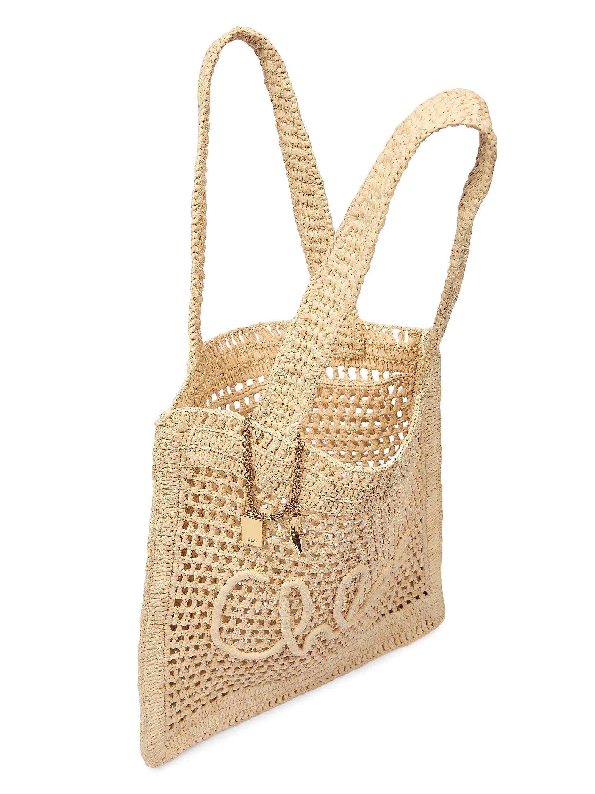 Chloé Summer Banana Logo Crocheted Tote Bag