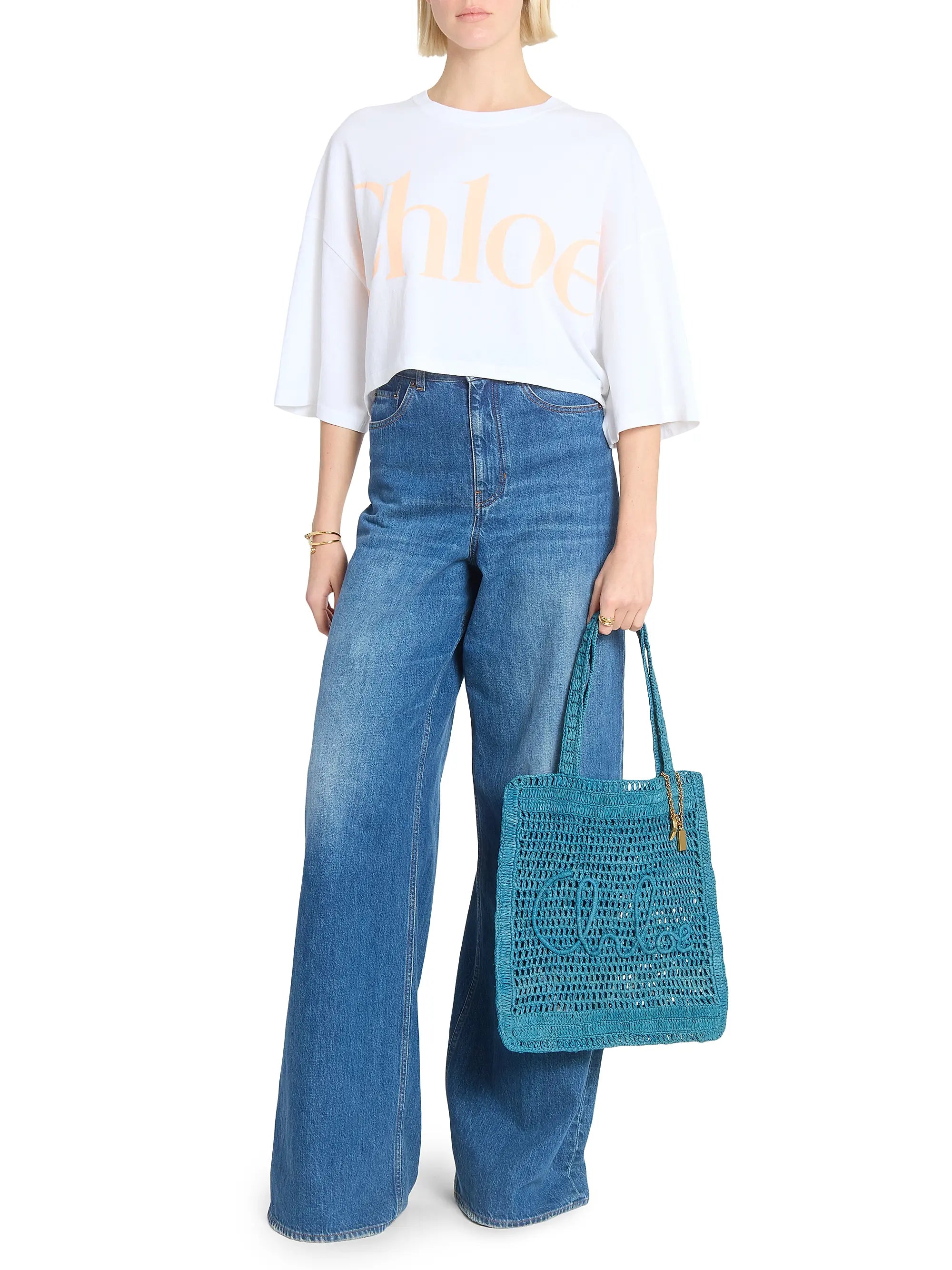 Chloé Summer Banana Logo Crocheted Tote Bag