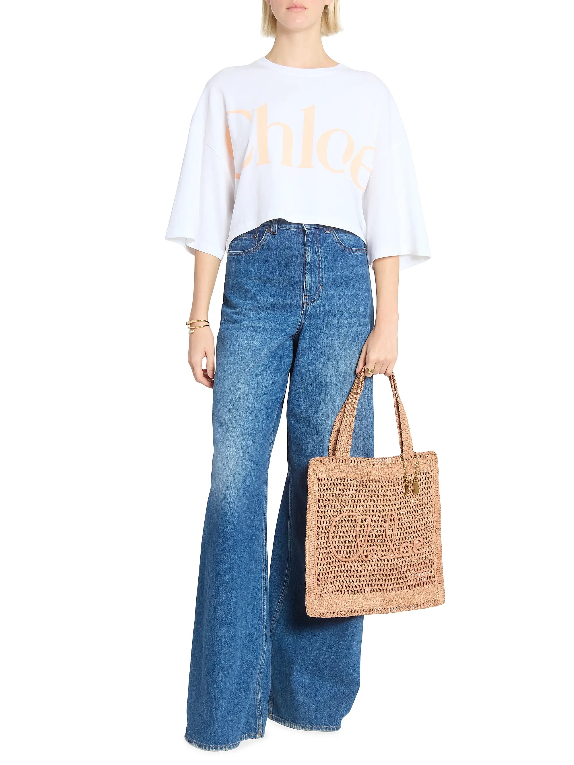 Chloé Summer Banana Logo Crocheted Tote Bag