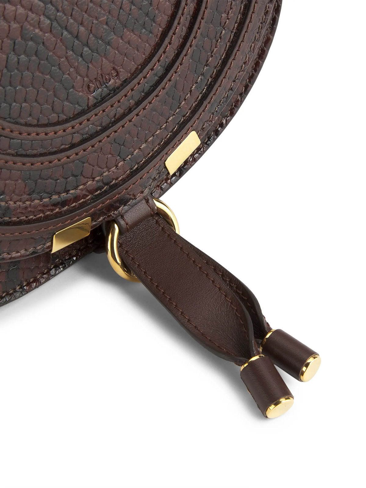 Chloé Small Marcie Python-Embossed Leather Saddle Bag