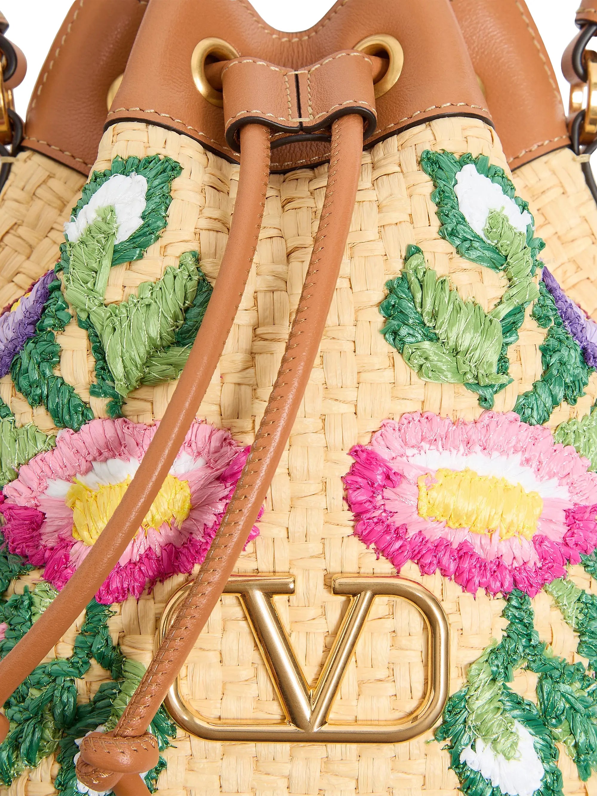Valentino Garavani VLogo Signature Mini Bucket Bag with Floral Embroidery