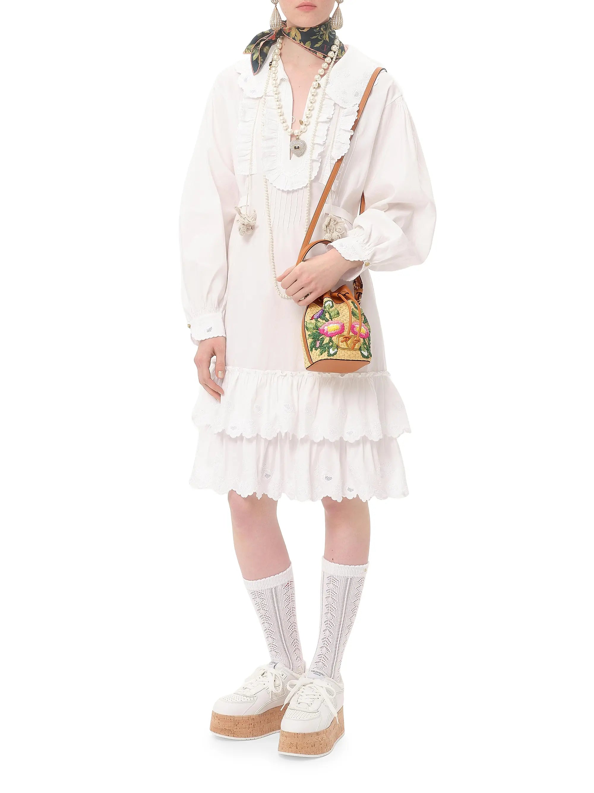 Valentino Garavani VLogo Signature Mini Bucket Bag with Floral Embroidery