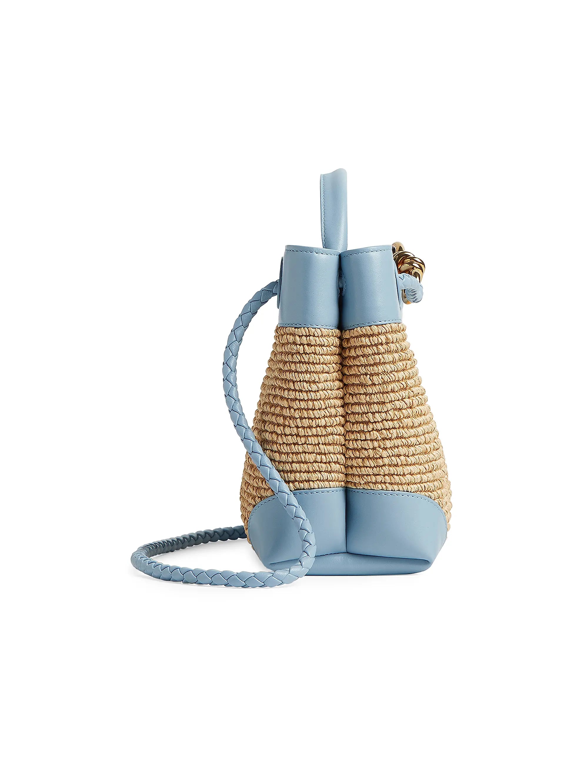 Bottega Veneta Raffia Andiamo Top Handle Bag