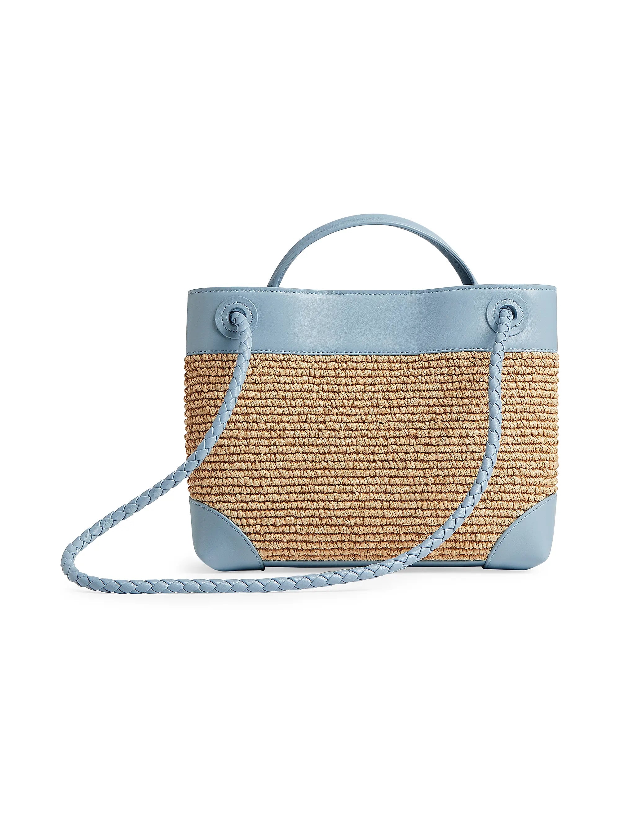 Bottega Veneta Raffia Andiamo Top Handle Bag