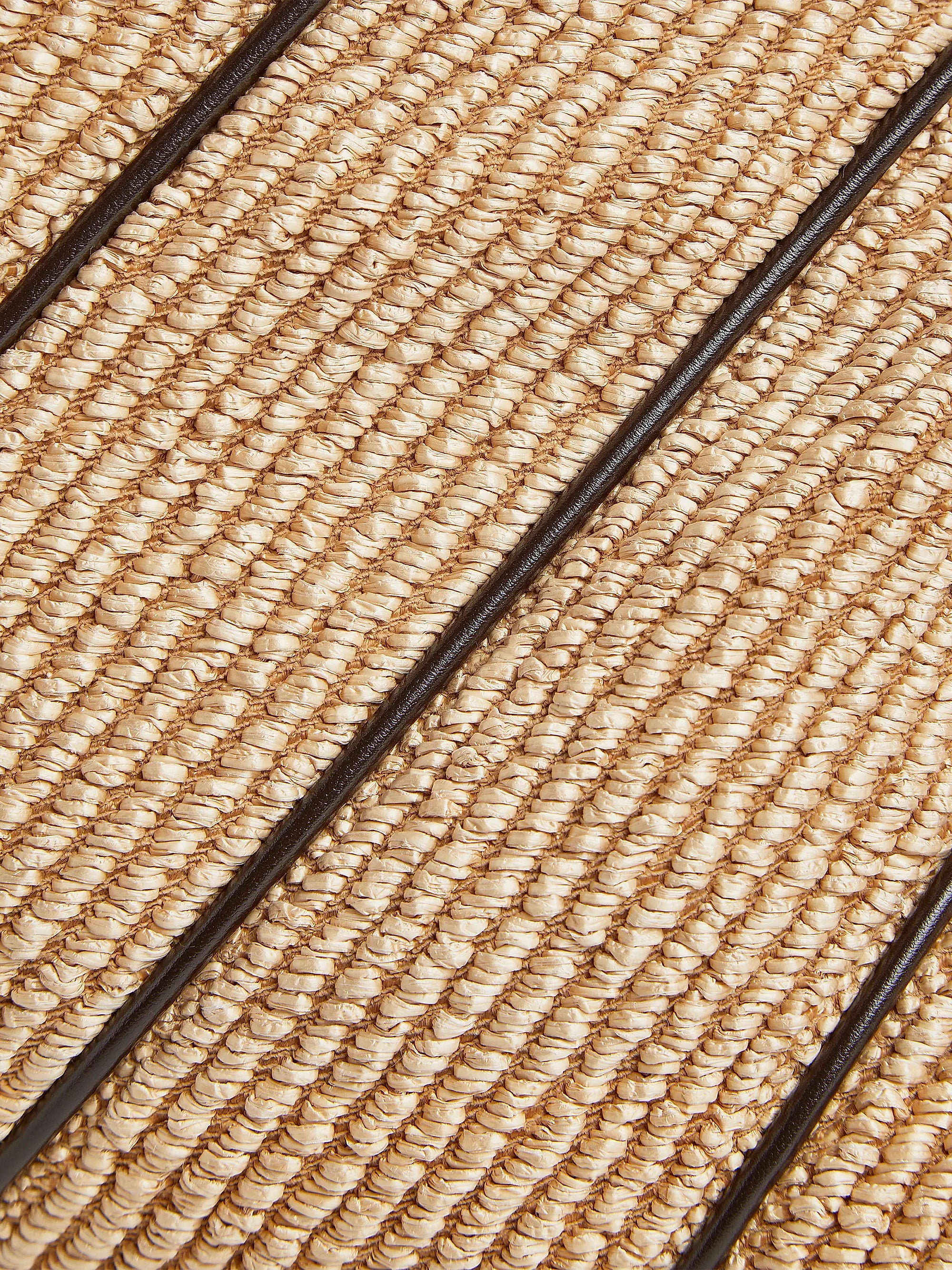 Bottega Veneta Large Hop Leather-Striped Raffia Shoulder Bag