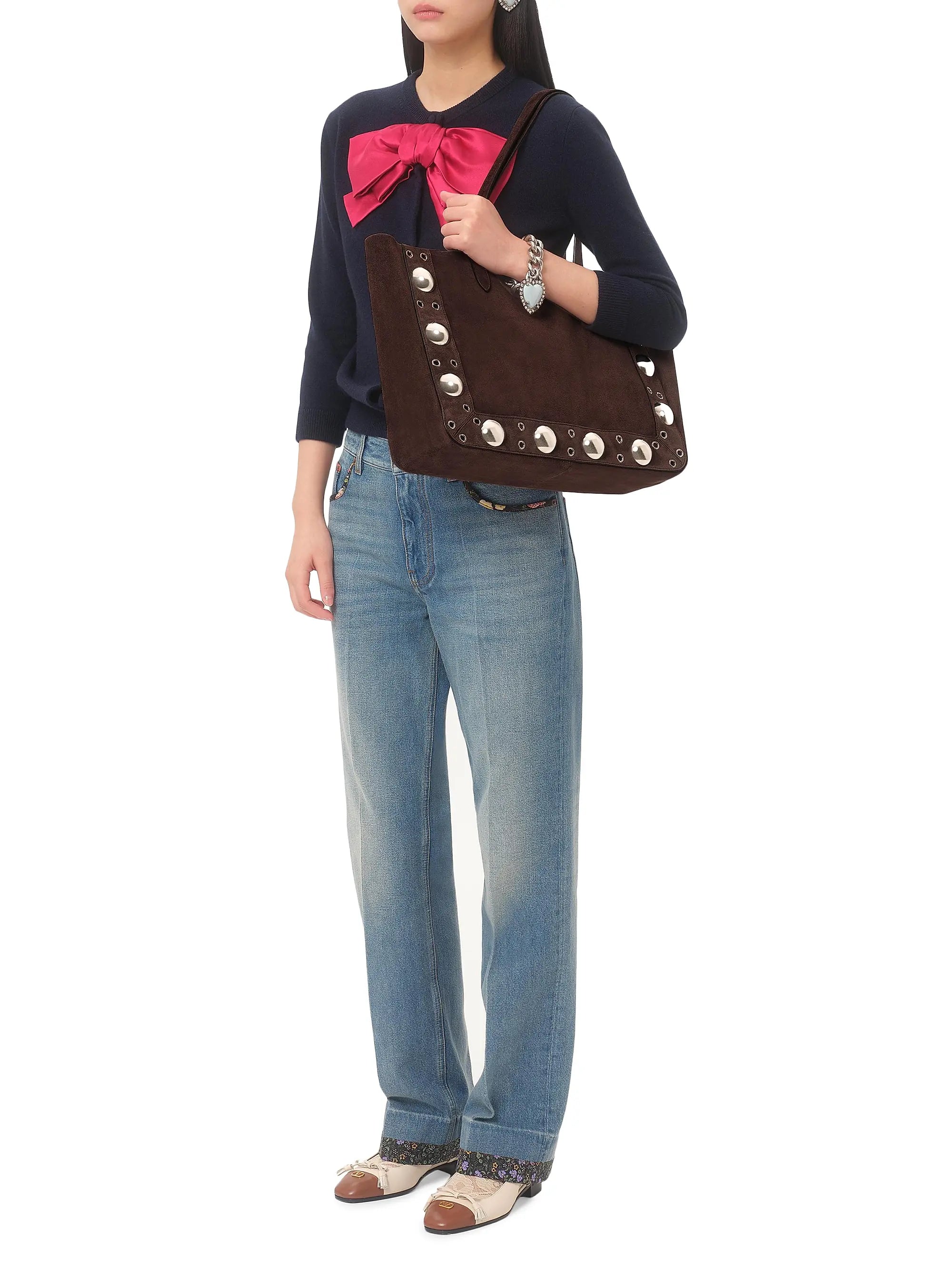 Valentino Garavani Medium Nellcôte Suede Shopping Bag
