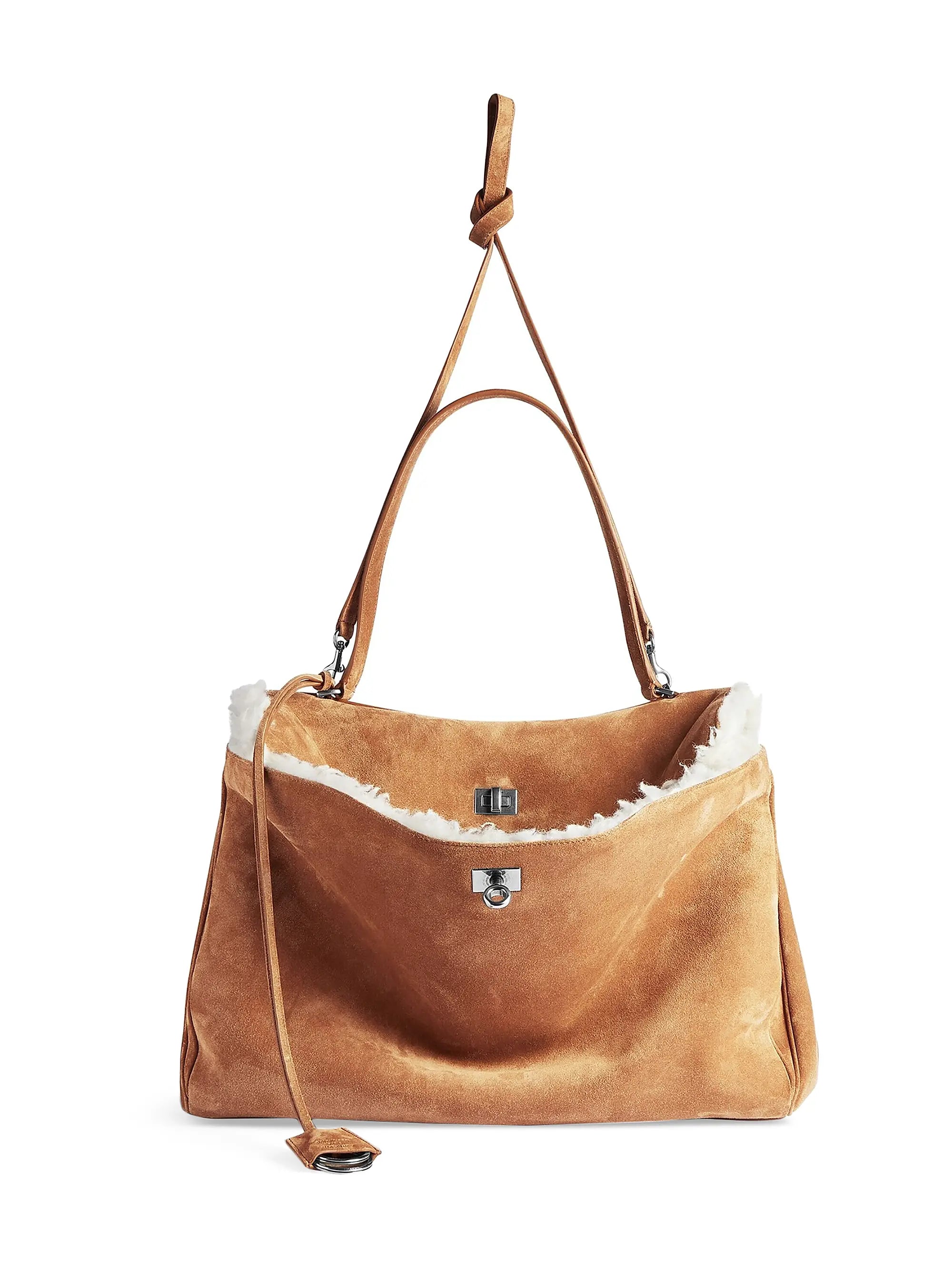 Balenciaga Rodeo Large Suede and Wool Handbag
