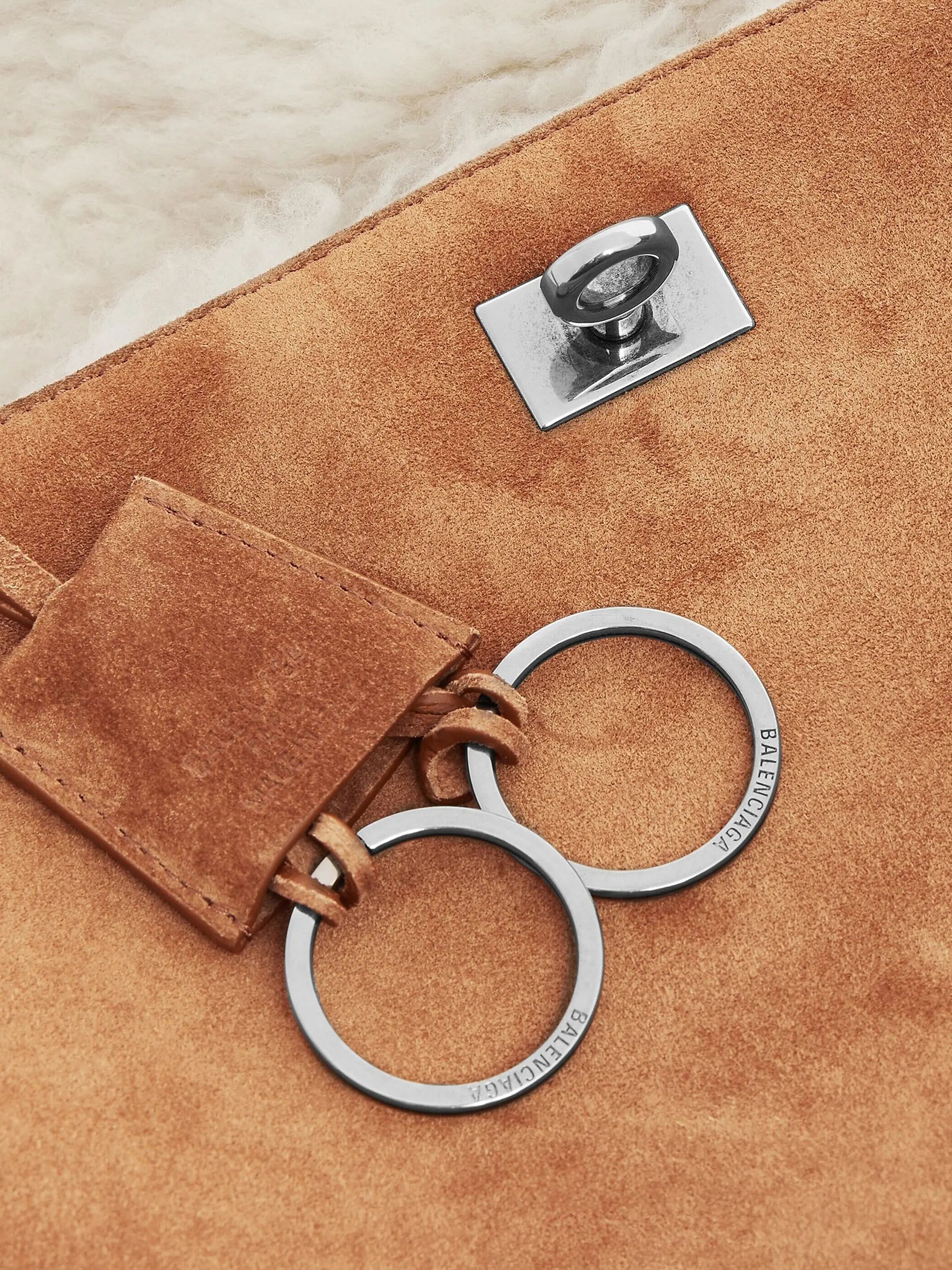 Balenciaga Rodeo Large Suede and Wool Handbag