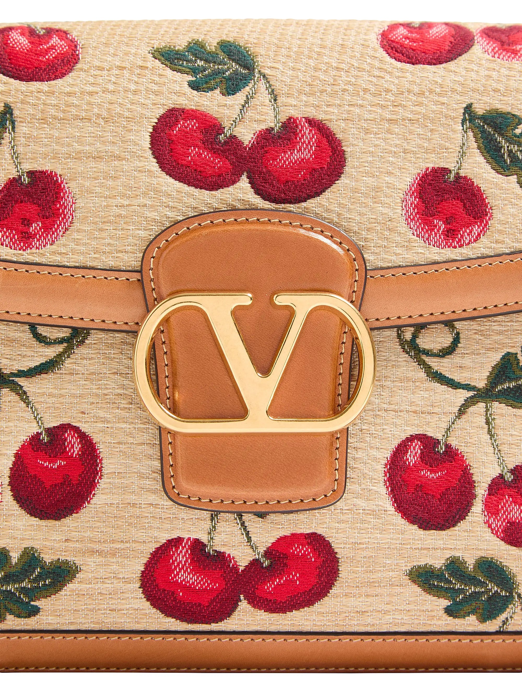 Valentino Garavani 9to5 Shoulder Bag in Synthetic Jacquard Raffia