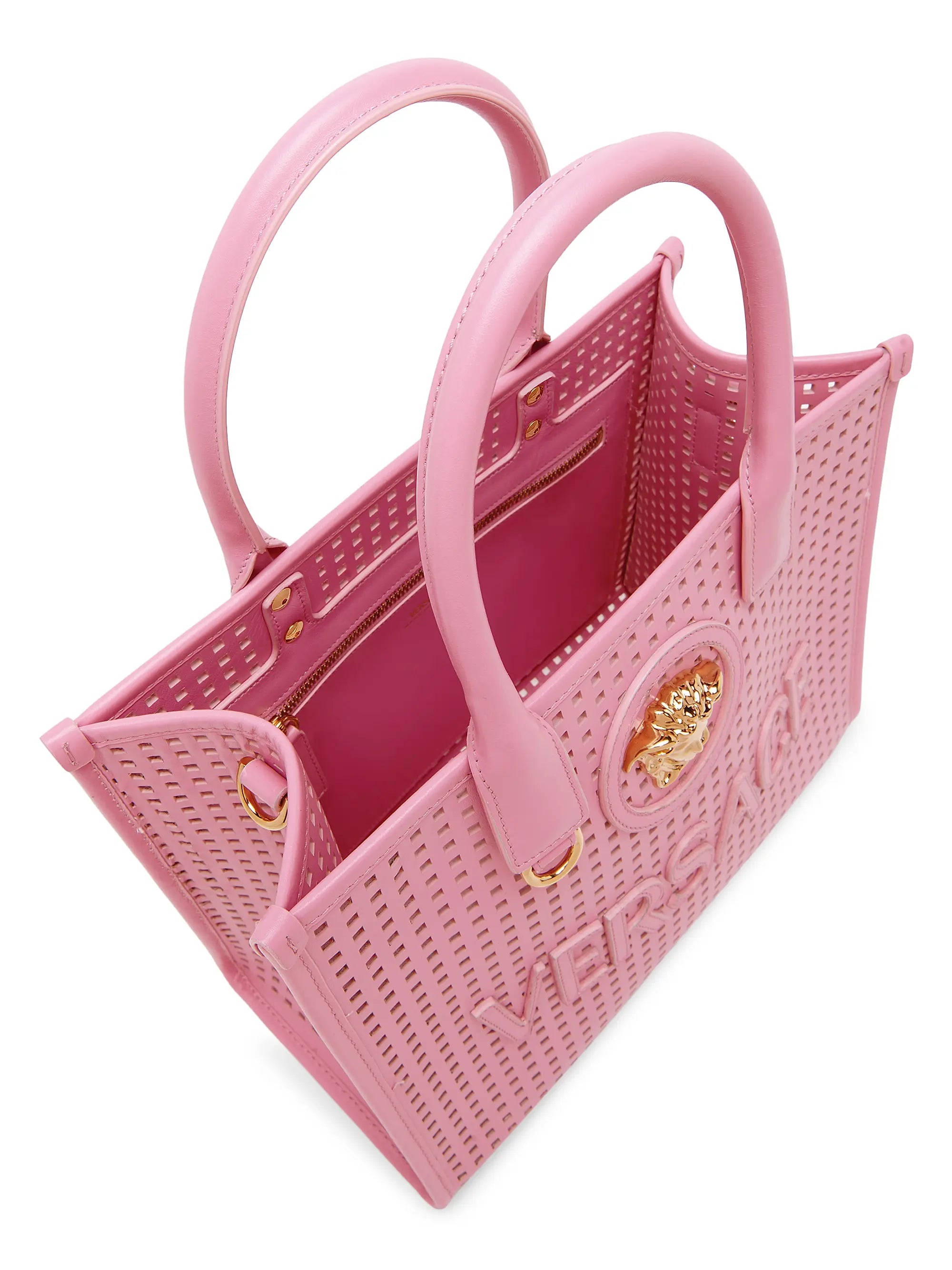 Versace Small Medusa Perforated Leather Tote Bag