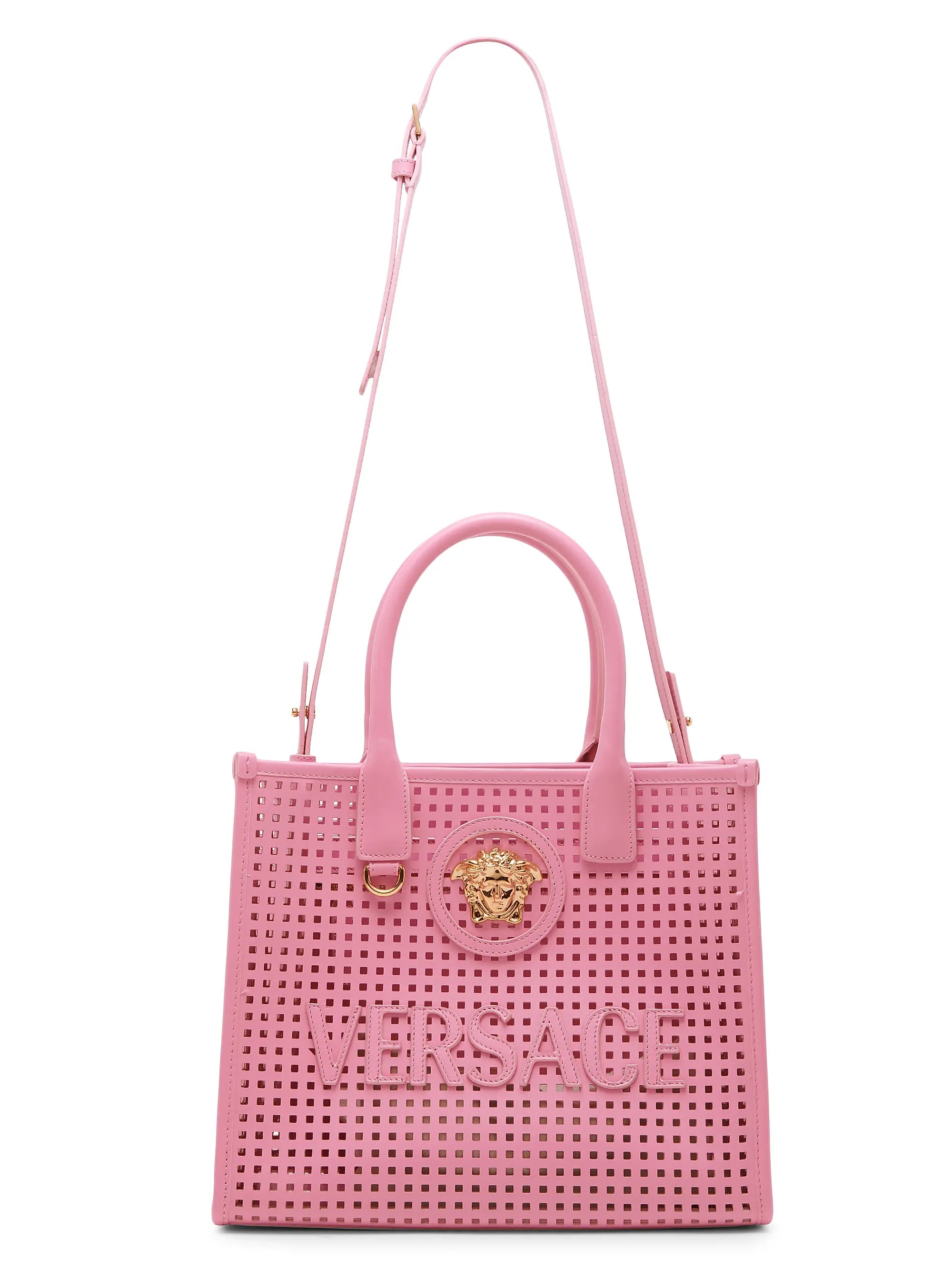 Versace Small Medusa Perforated Leather Tote Bag