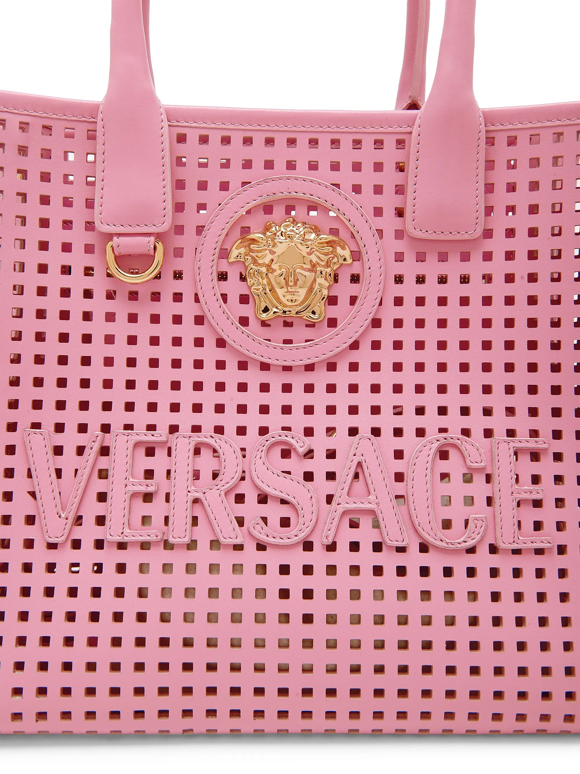 Versace Small Medusa Perforated Leather Tote Bag