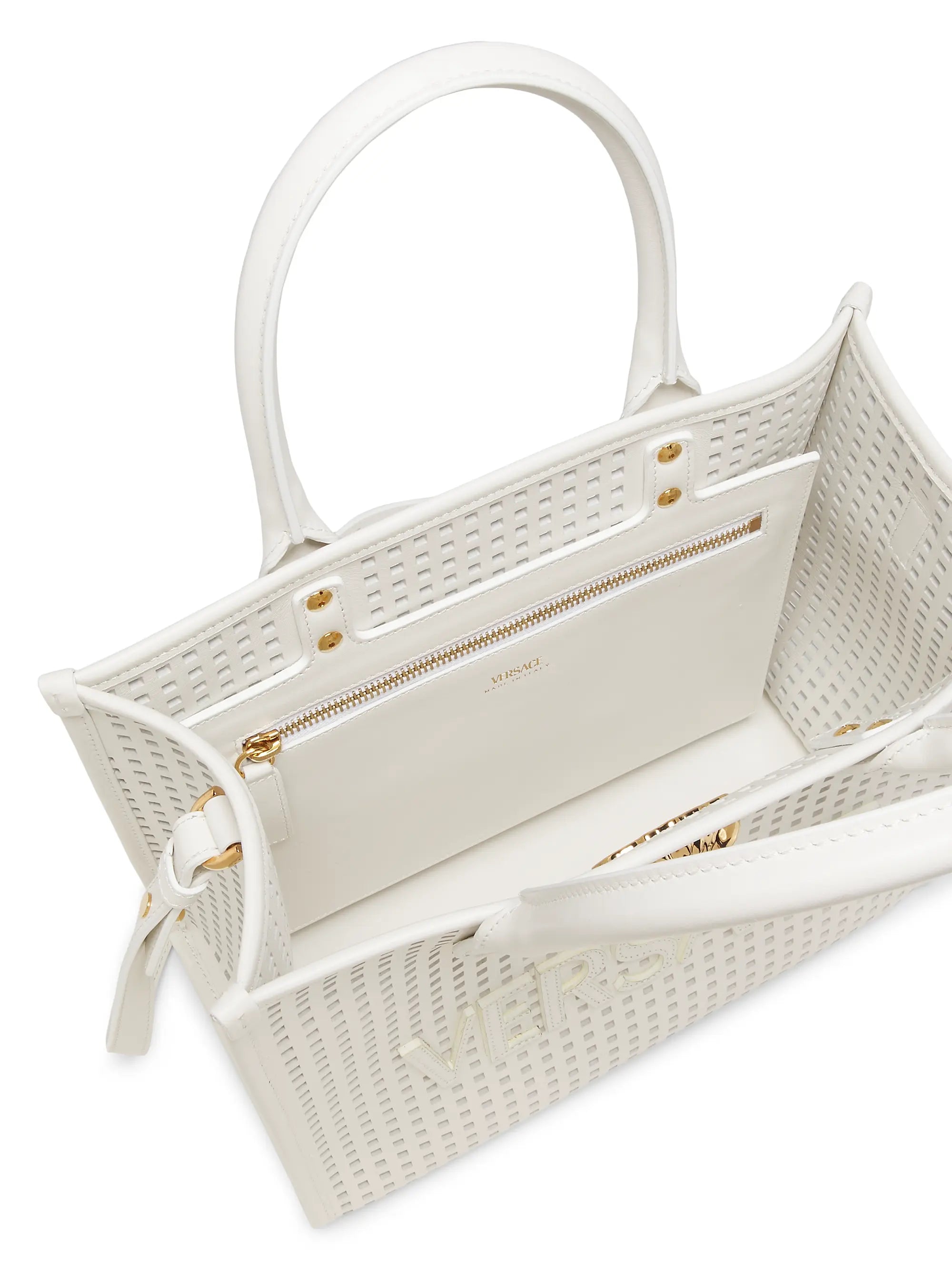 Versace Small Medusa Perforated Leather Tote Bag