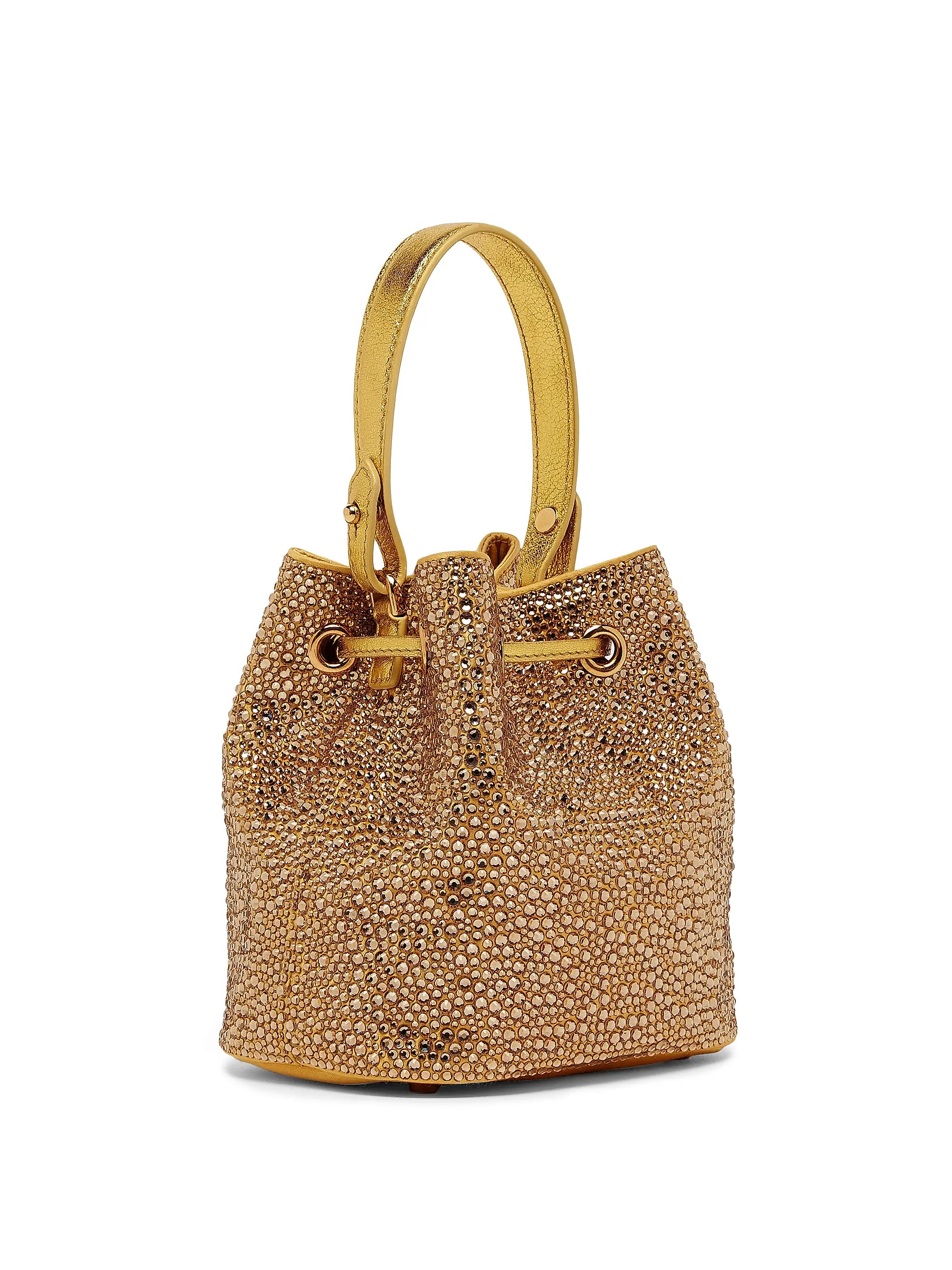 Versace Embellished Satin Bucket Bag