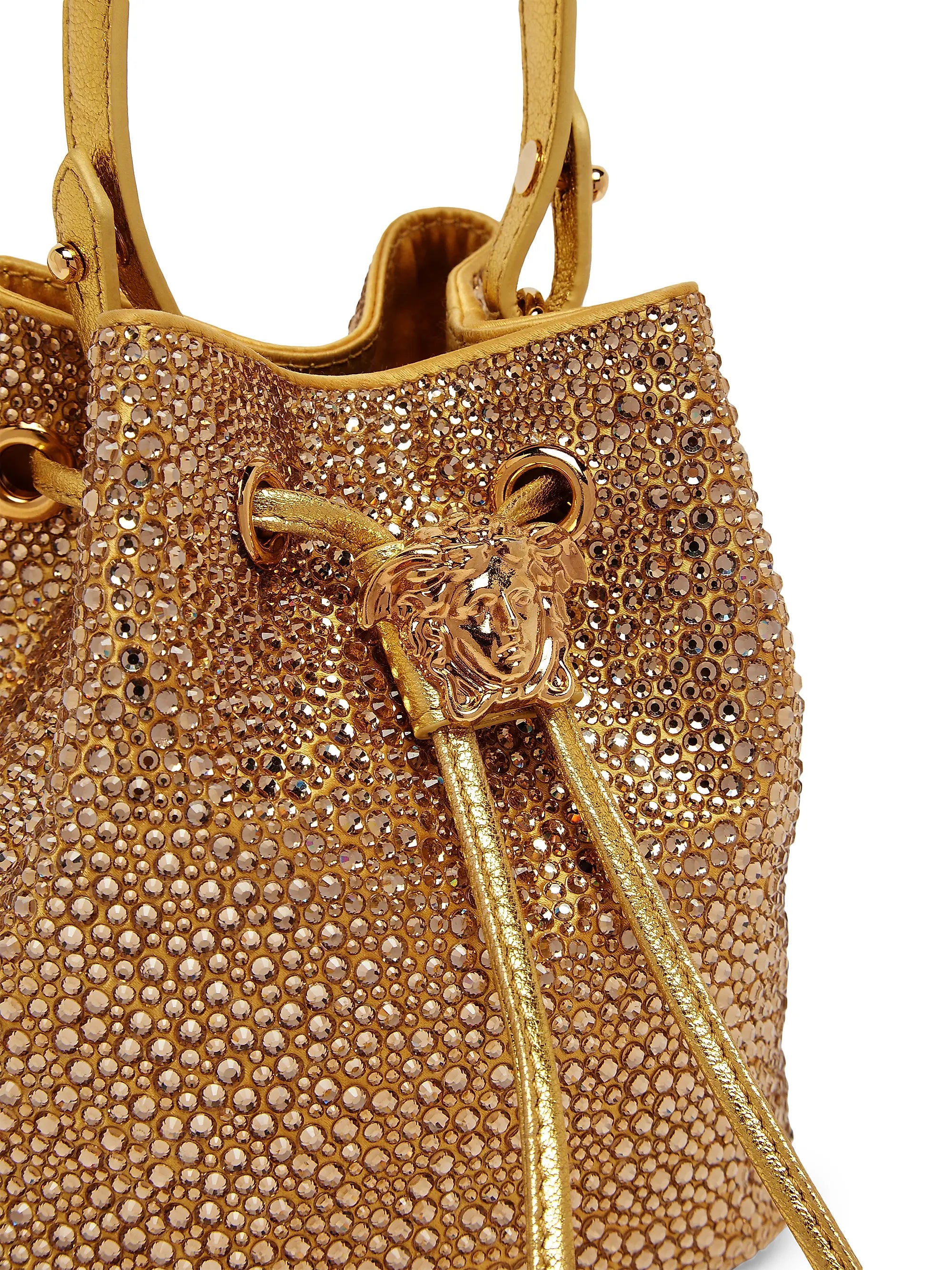 Versace Embellished Satin Bucket Bag