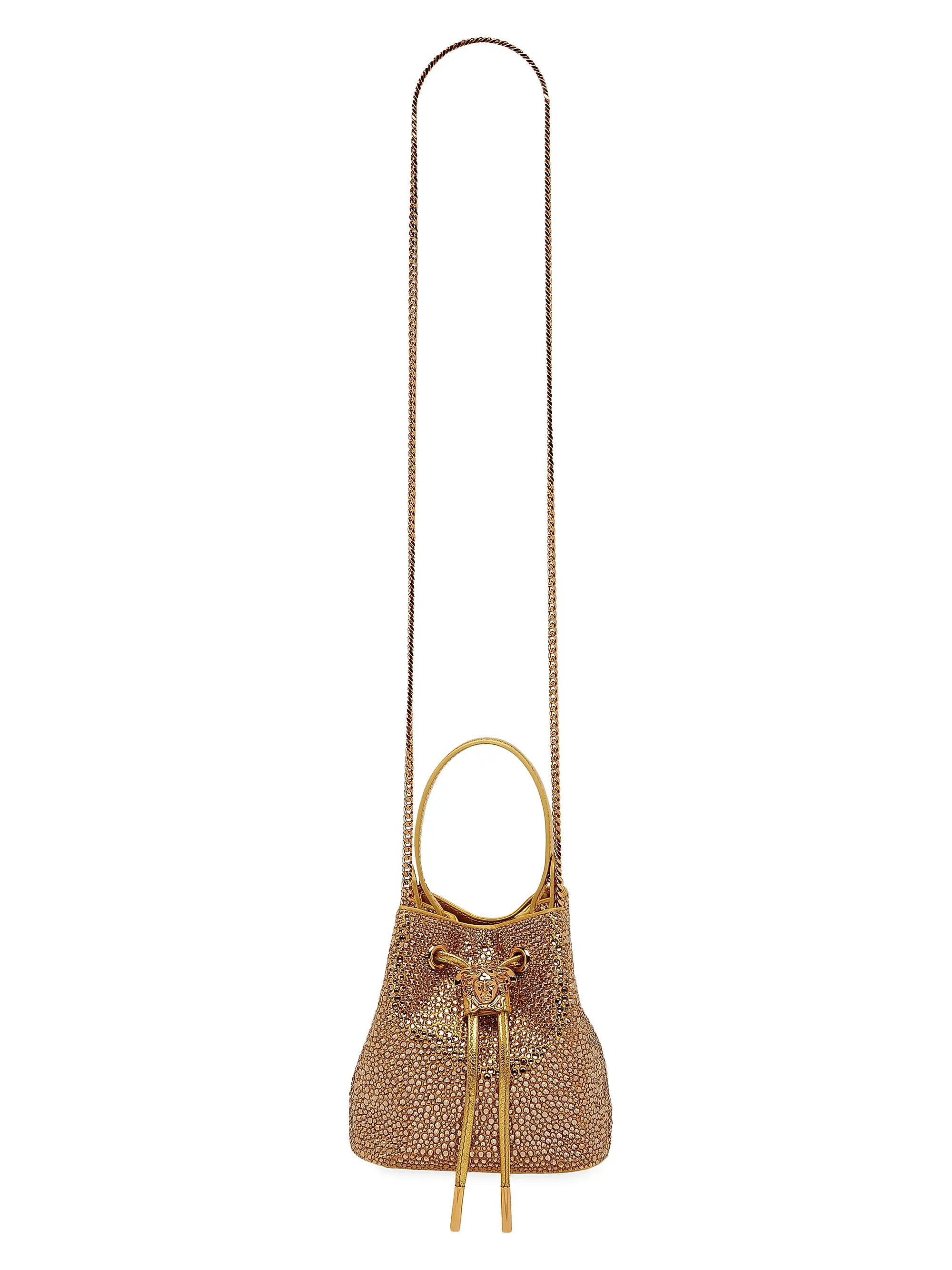 Versace Embellished Satin Bucket Bag
