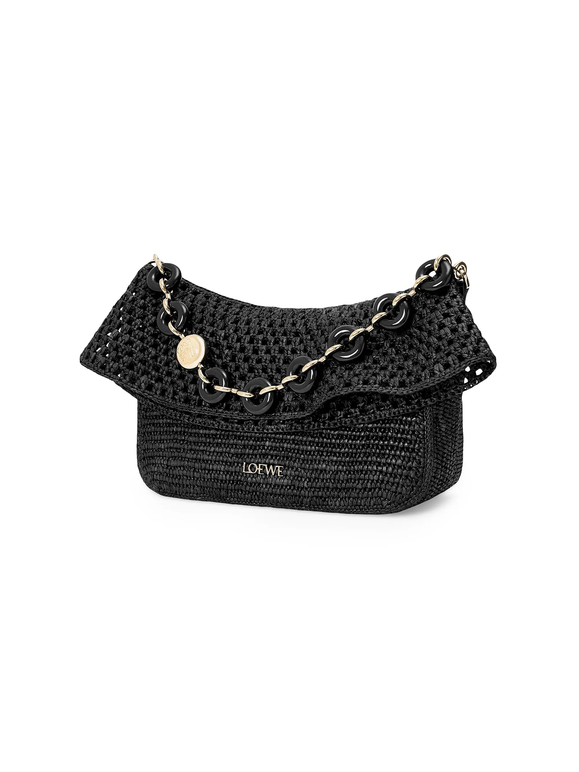 LOEWE LOEWE x Paula's Ibiza Small Ola Raffia & Leather Shoulder Bag