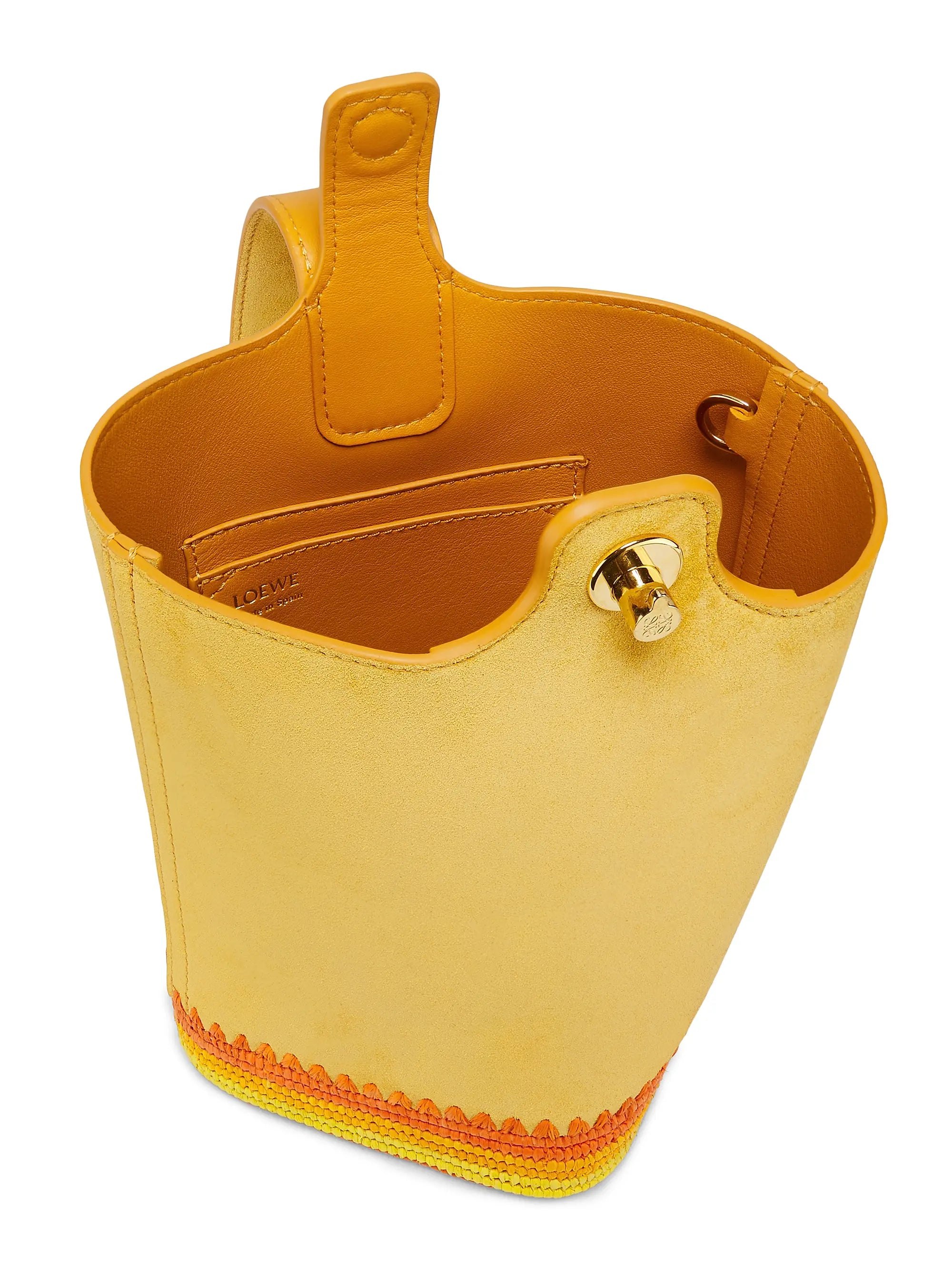 LOEWE LOEWE x Paula's Ibiza Mini Pebble Suede & Raffia Bucket Bag