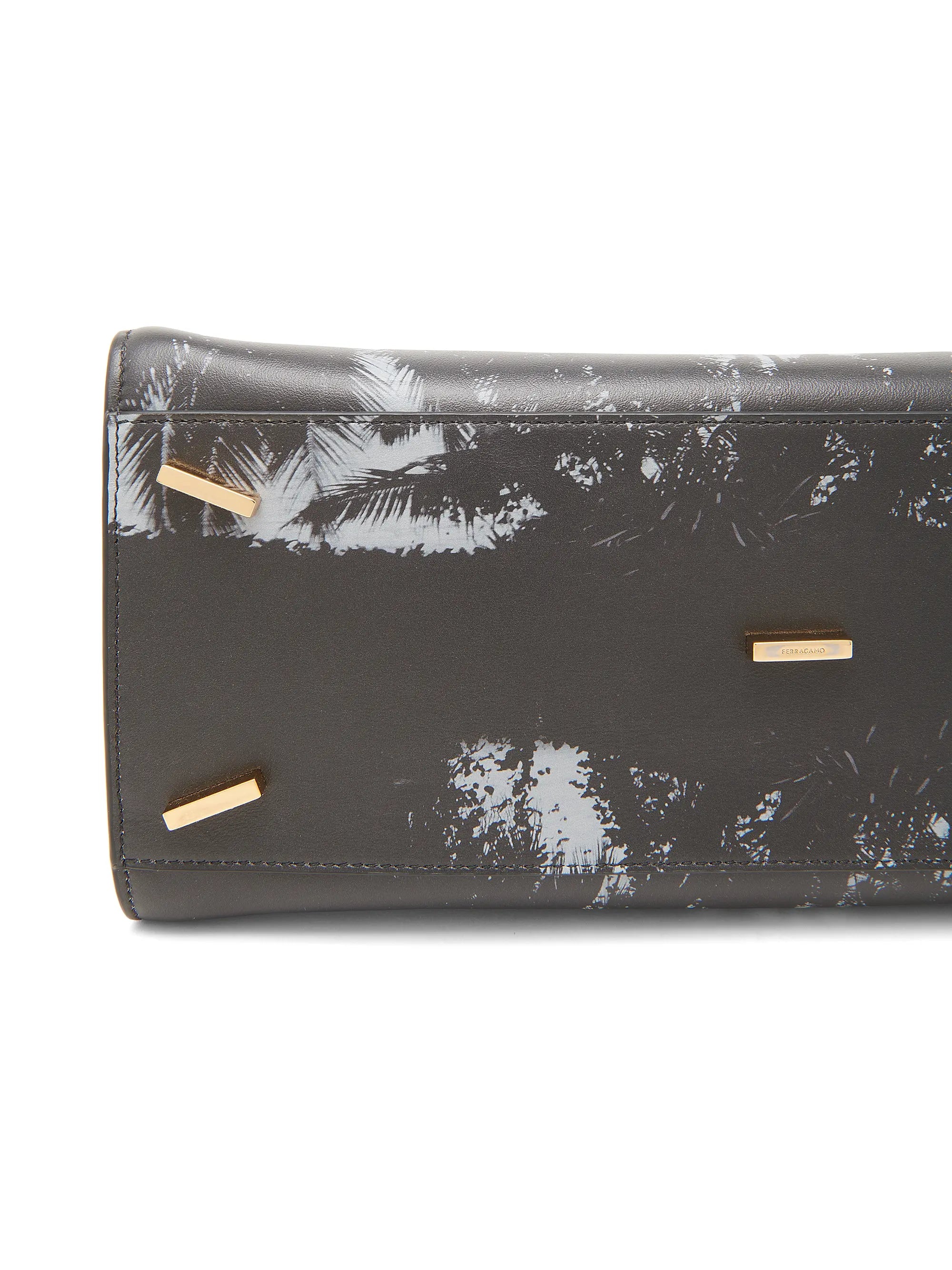 FERRAGAMO Gancini Palm-Printed Leather Shoulder Bag
