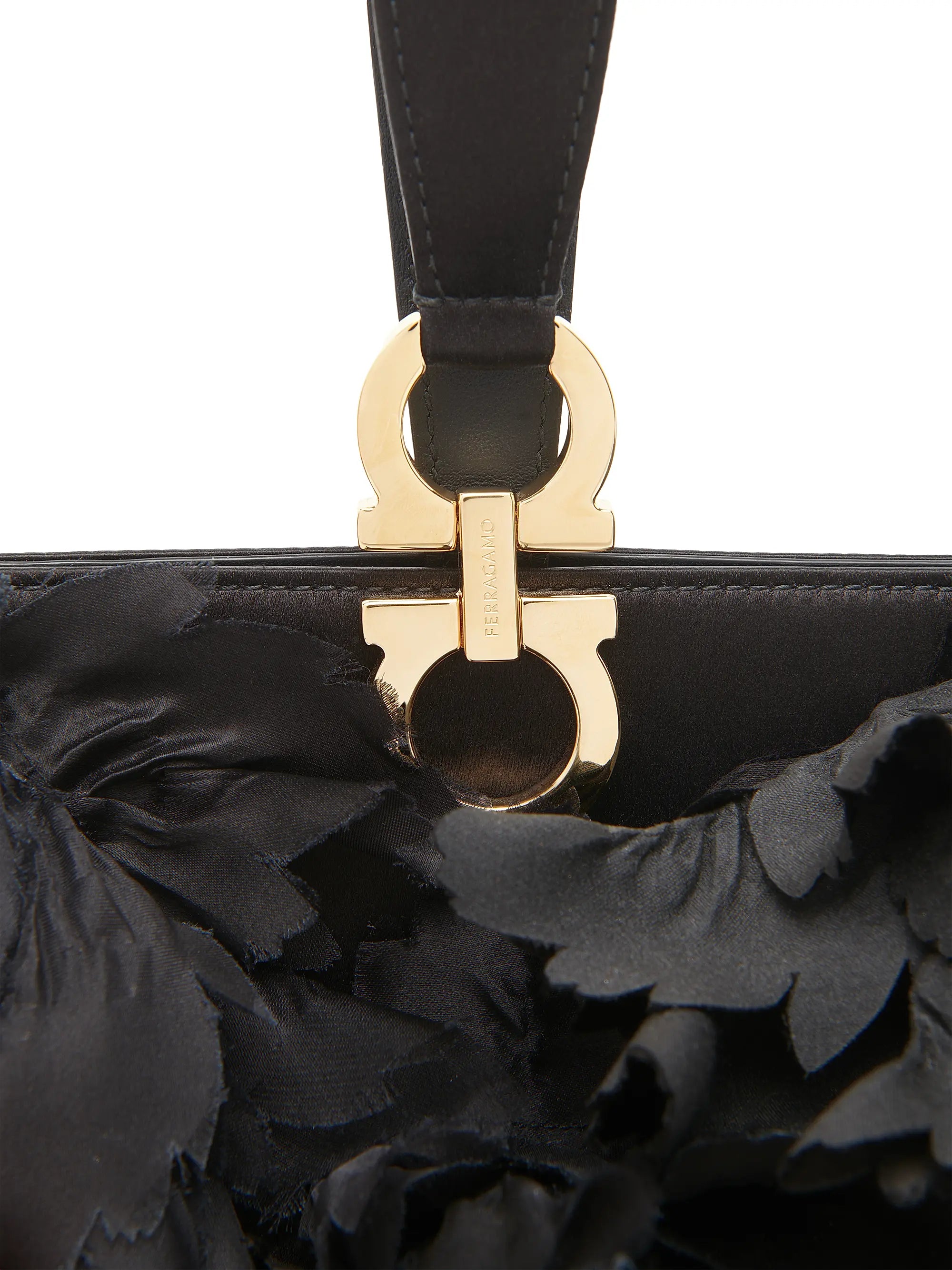 FERRAGAMO Gancini Appliqué Leather Clutch
