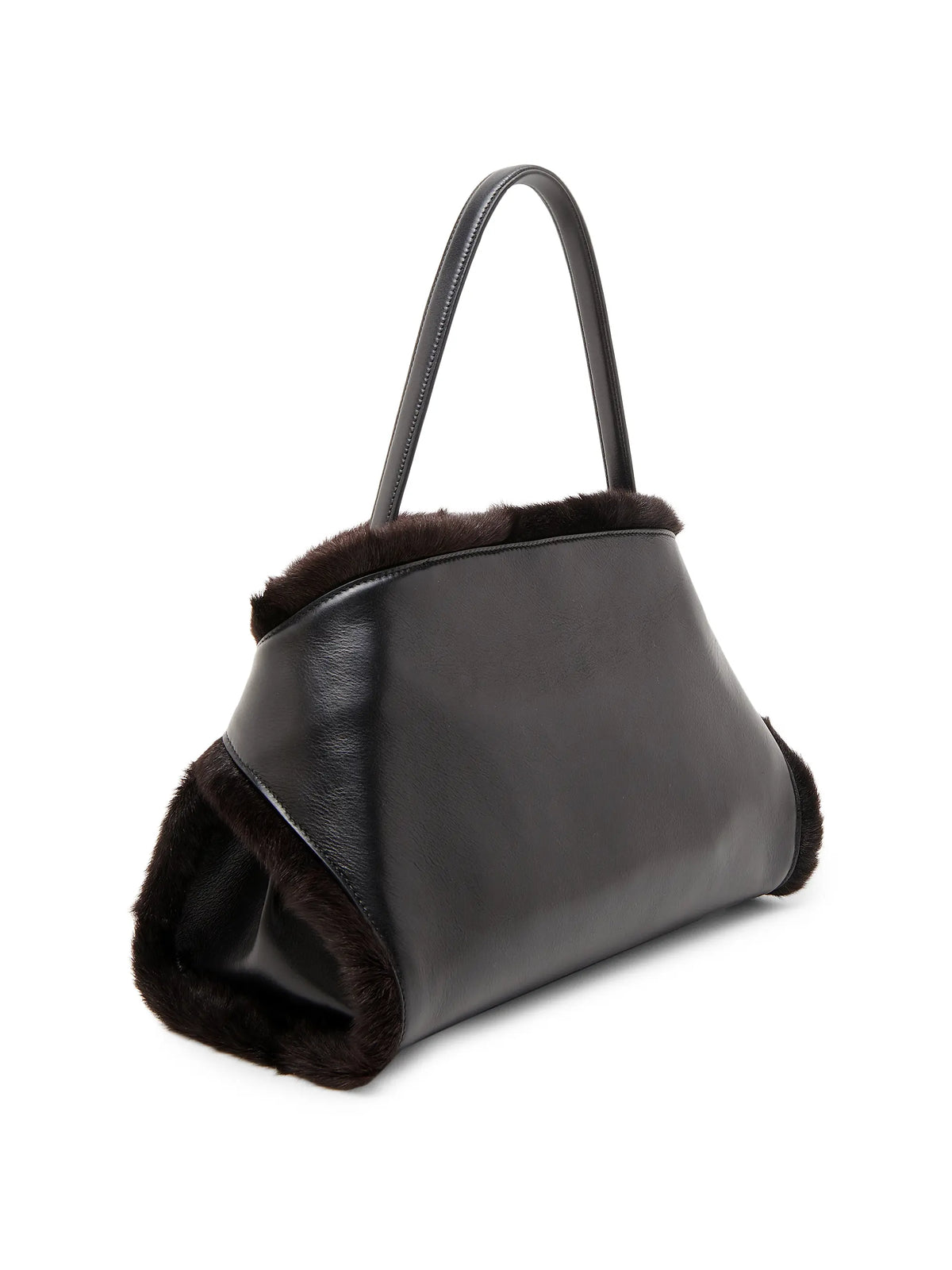 FERRAGAMO Medium Hug Leather & Shearling Tote Bag