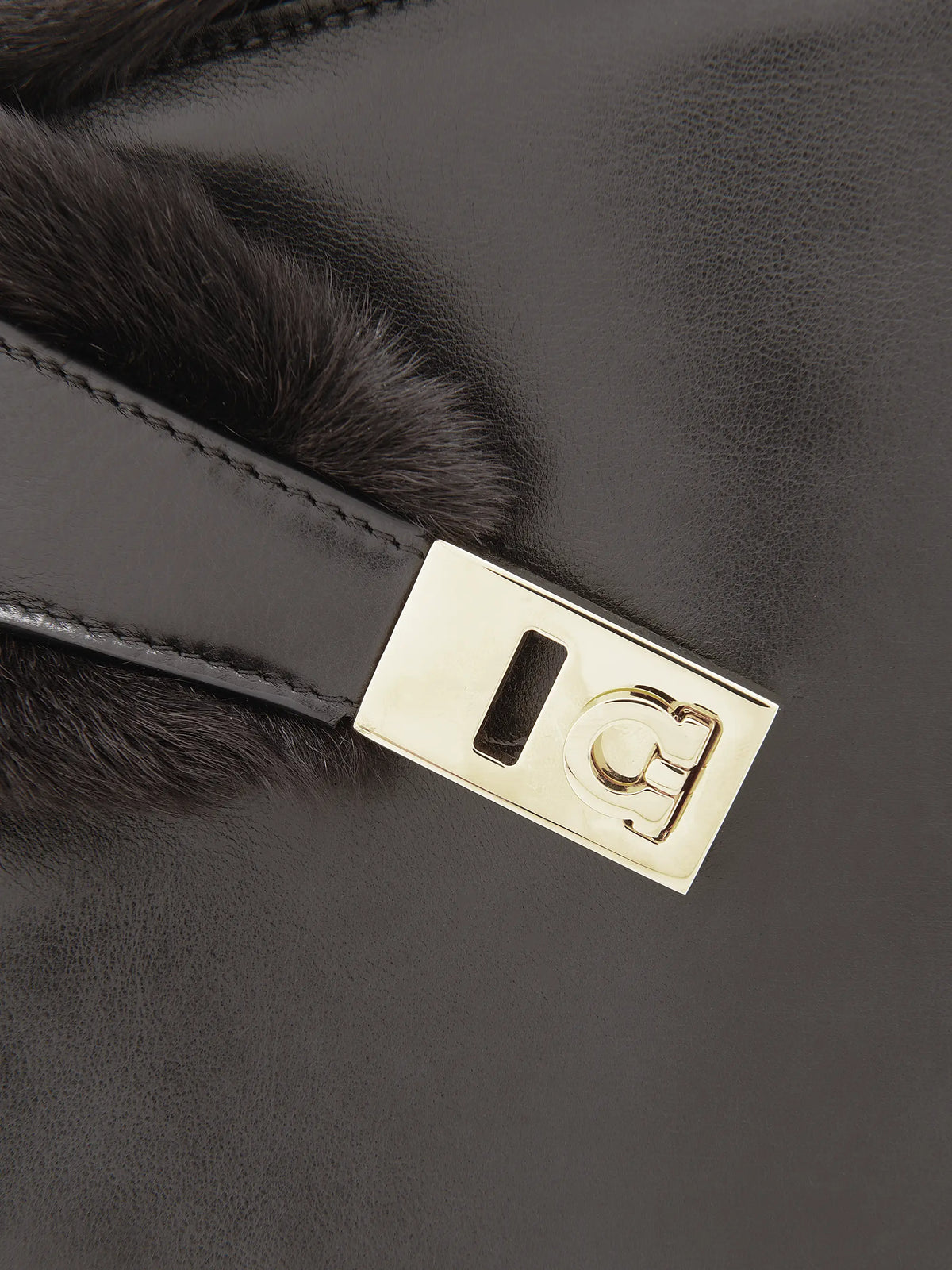 FERRAGAMO Medium Hug Leather & Shearling Tote Bag