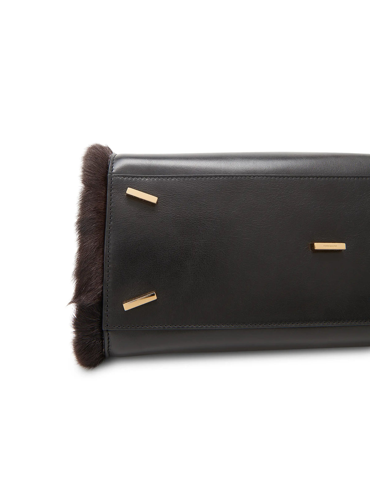 FERRAGAMO Medium Hug Leather & Shearling Tote Bag