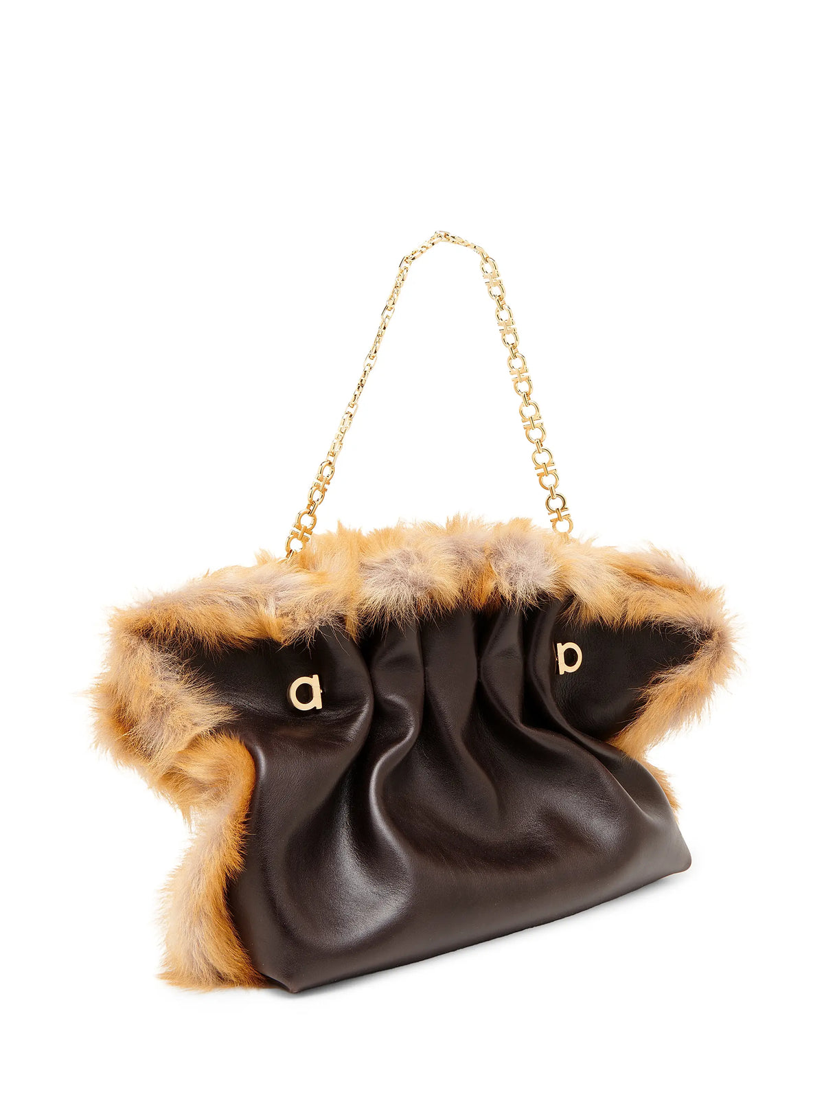 FERRAGAMO Medium Soft Leather & Shearling Tote Bag