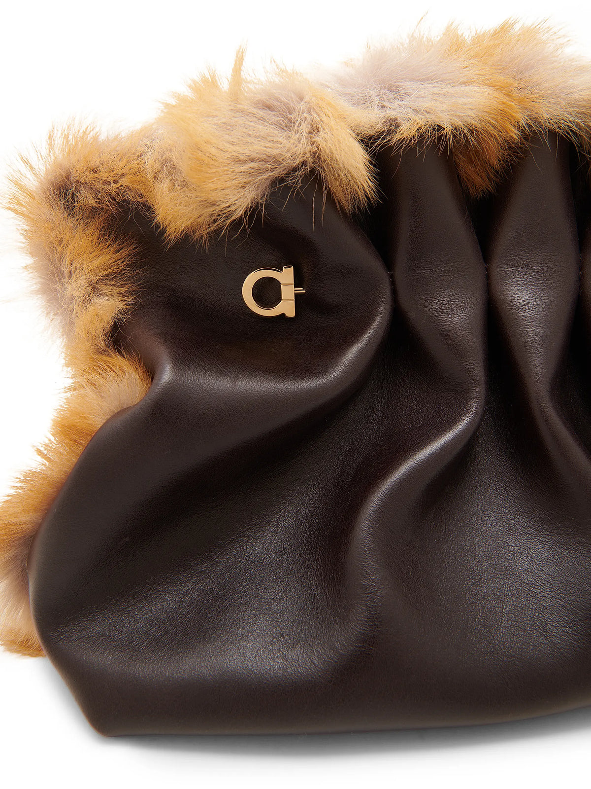 FERRAGAMO Medium Soft Leather & Shearling Tote Bag