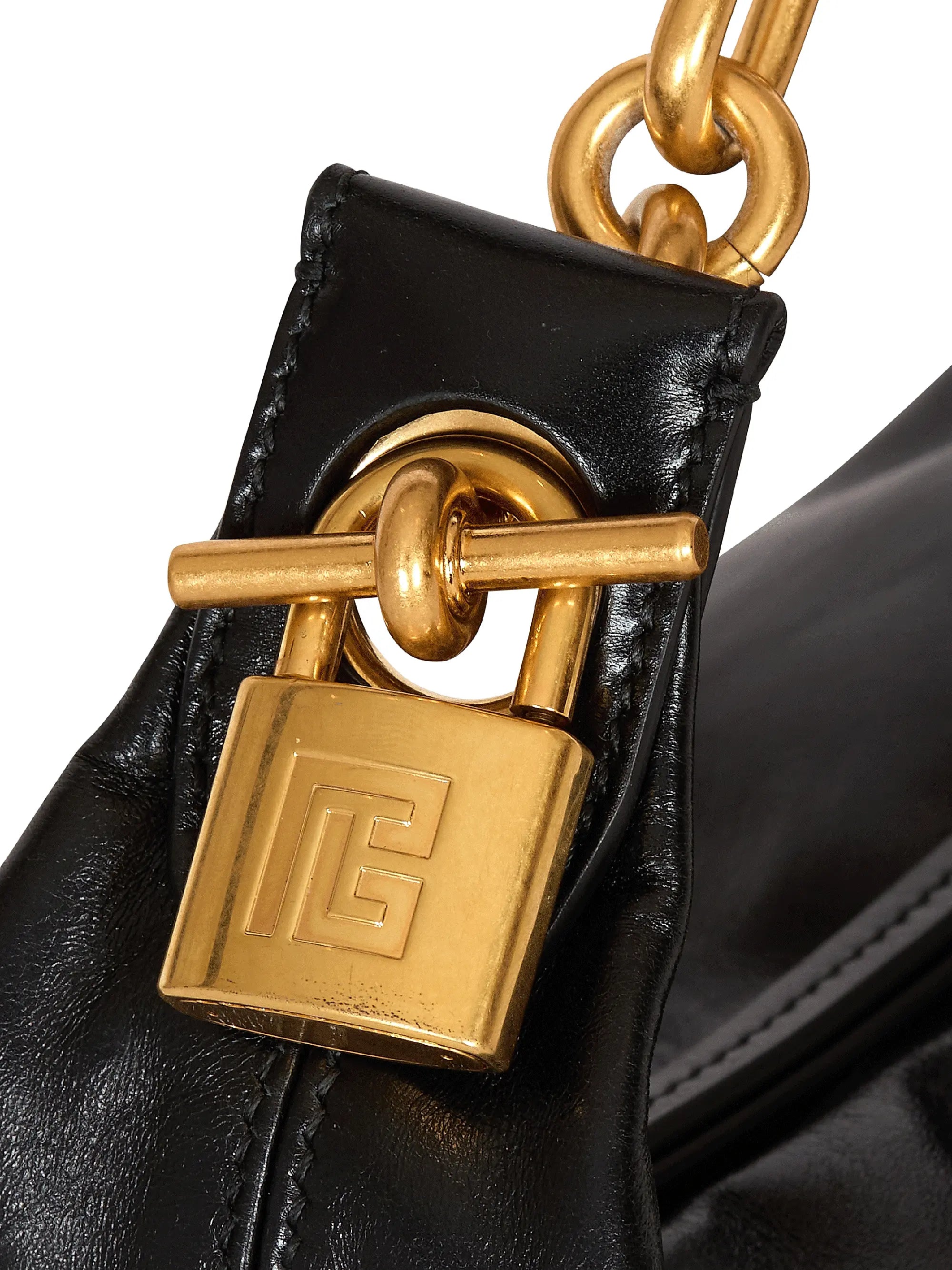 Balmain Mini Sync Chain-Link & Leather Top Handle Bag