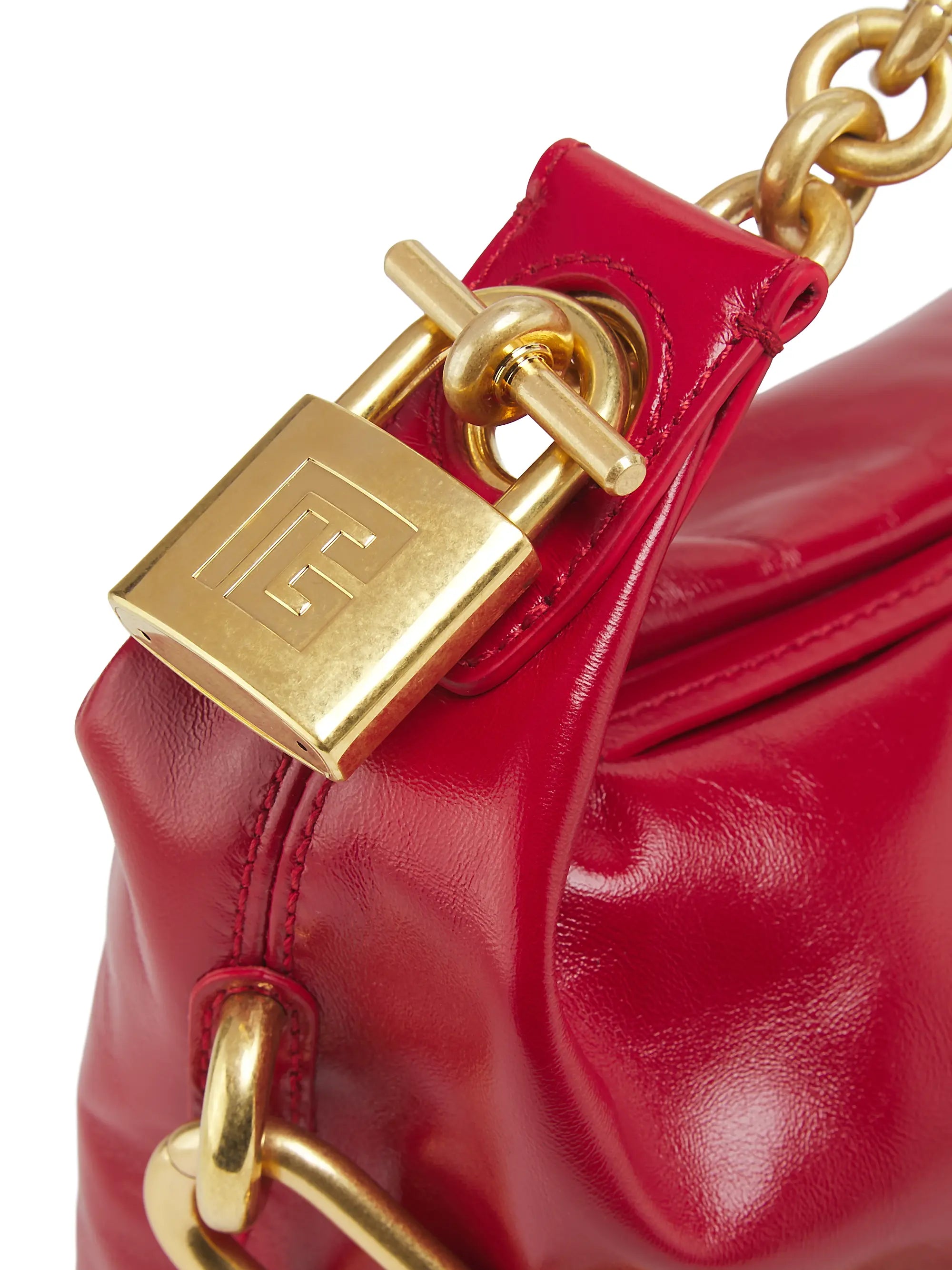 Balmain Mini Sync Chain-Link & Leather Top Handle Bag
