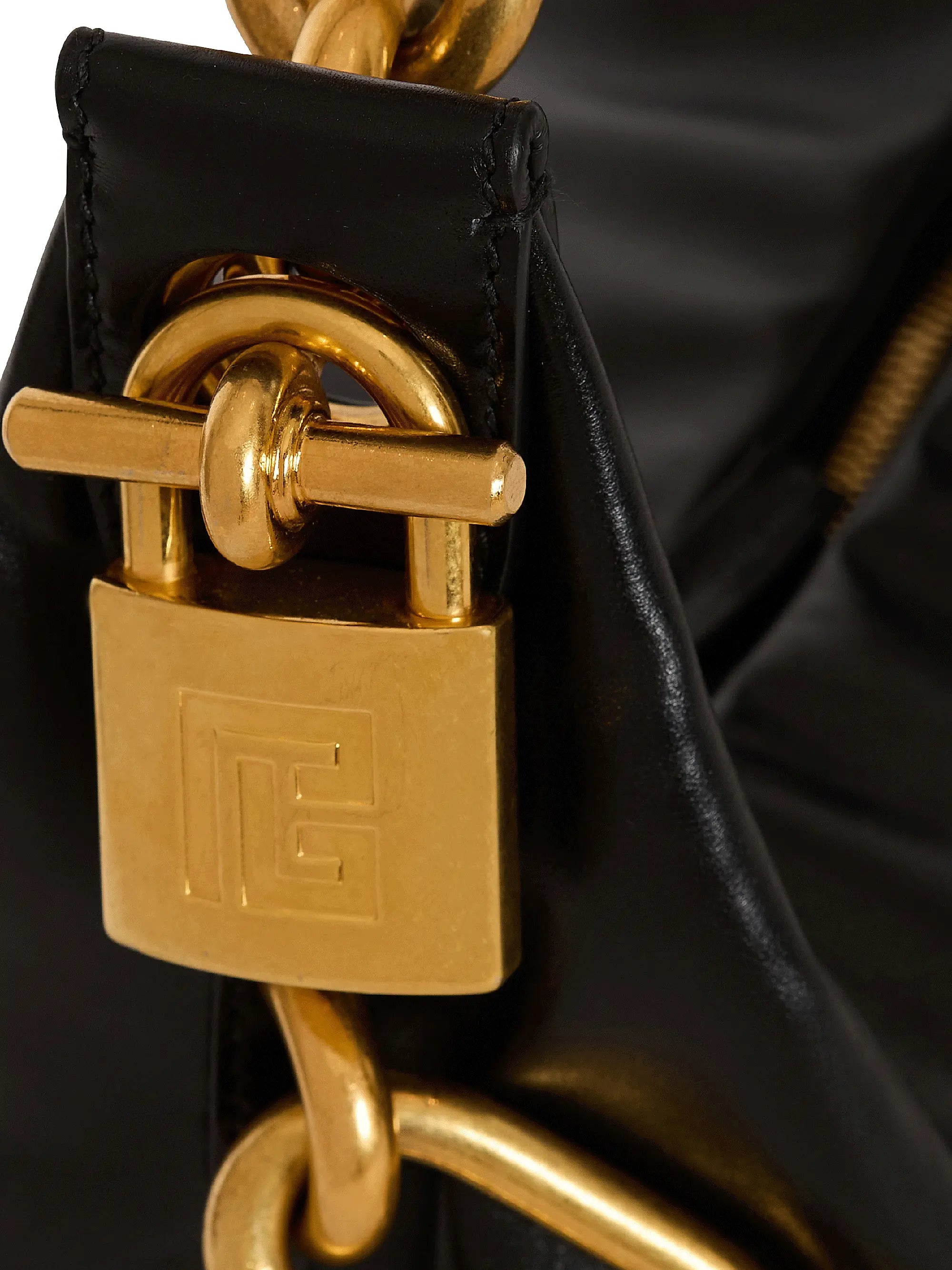 Balmain Medium Sync Chain-Link & Leather Shoulder Bag
