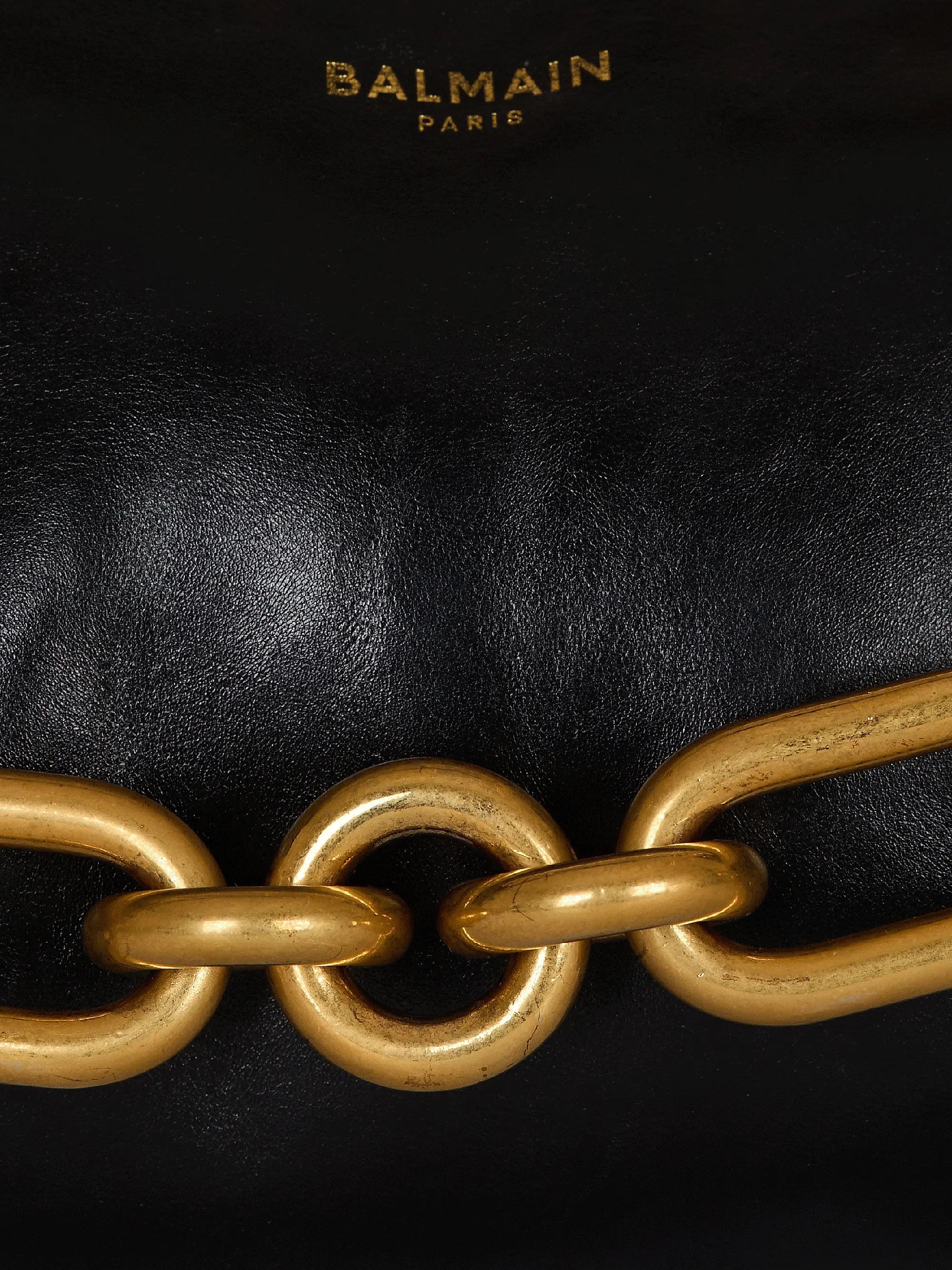 Balmain Medium Sync Chain-Link & Leather Shoulder Bag