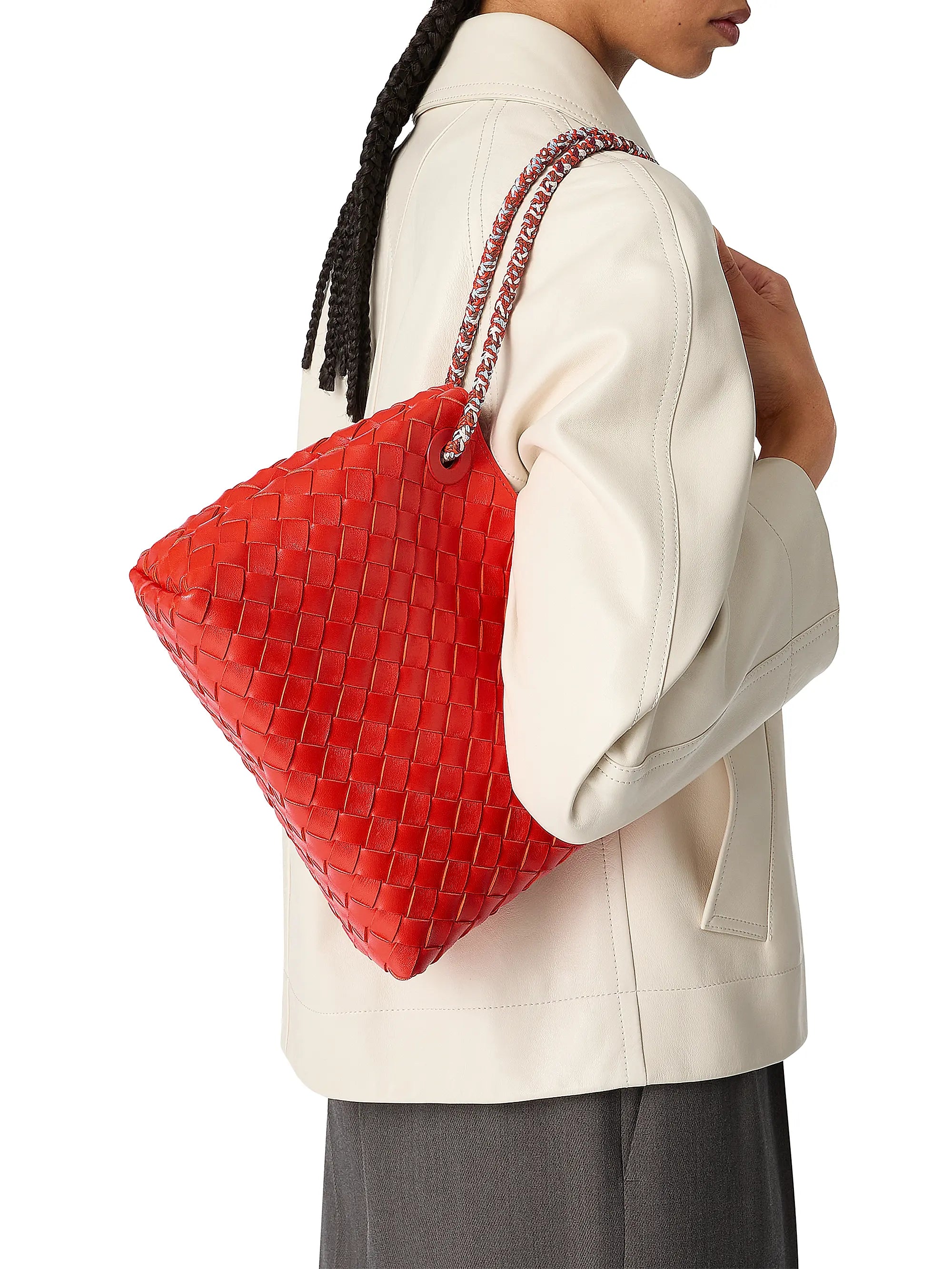Bottega Veneta Small Andiamo Intrecciato Leather Top Handle Bag