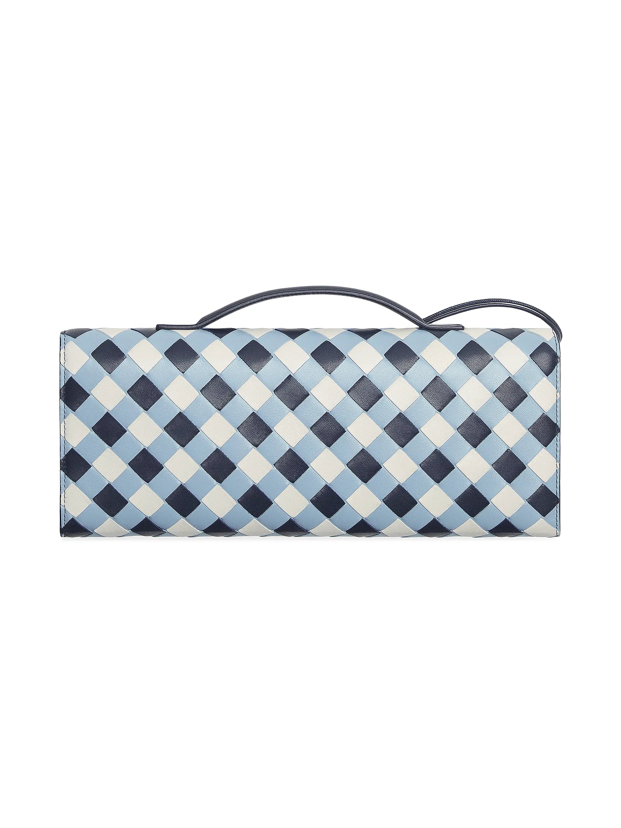 Bottega Veneta Andiamo Vichy Leather Clutch