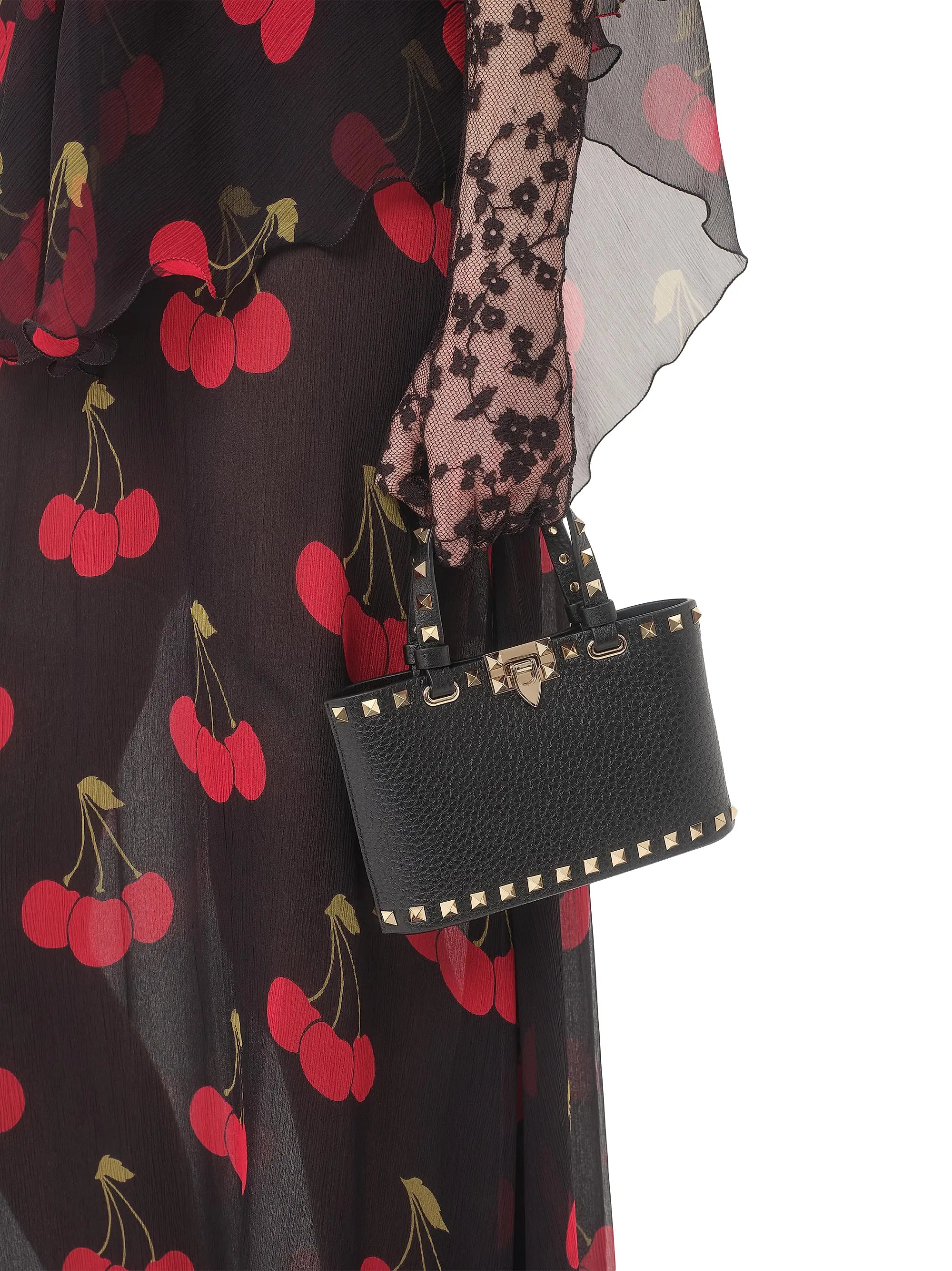 Valentino Garavani Mini Rockstud Shopping Bag in Grainy Calfskin