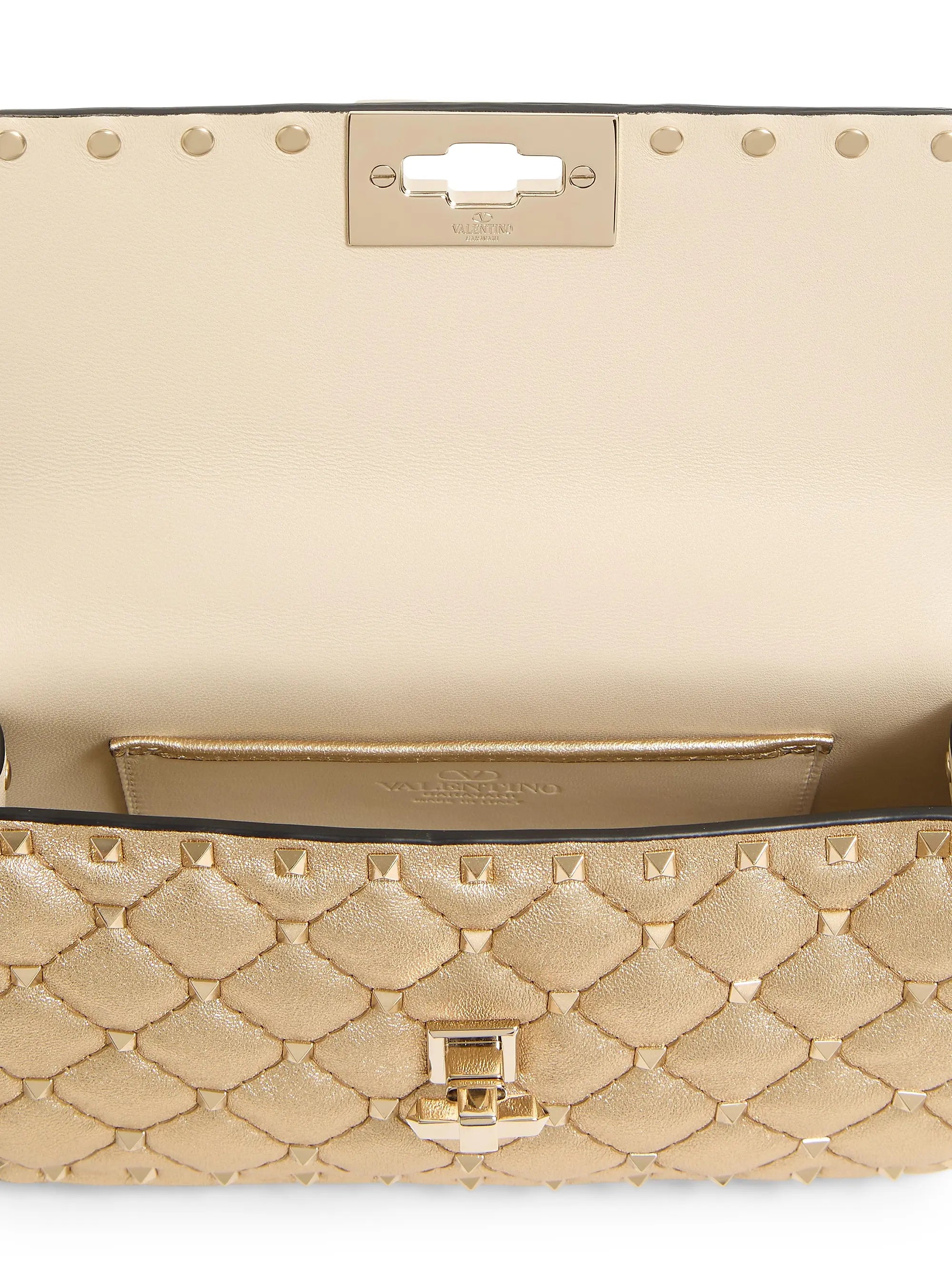 Valentino Garavani Rockstud Spike Small Laminated Nappa Crossbody Bag