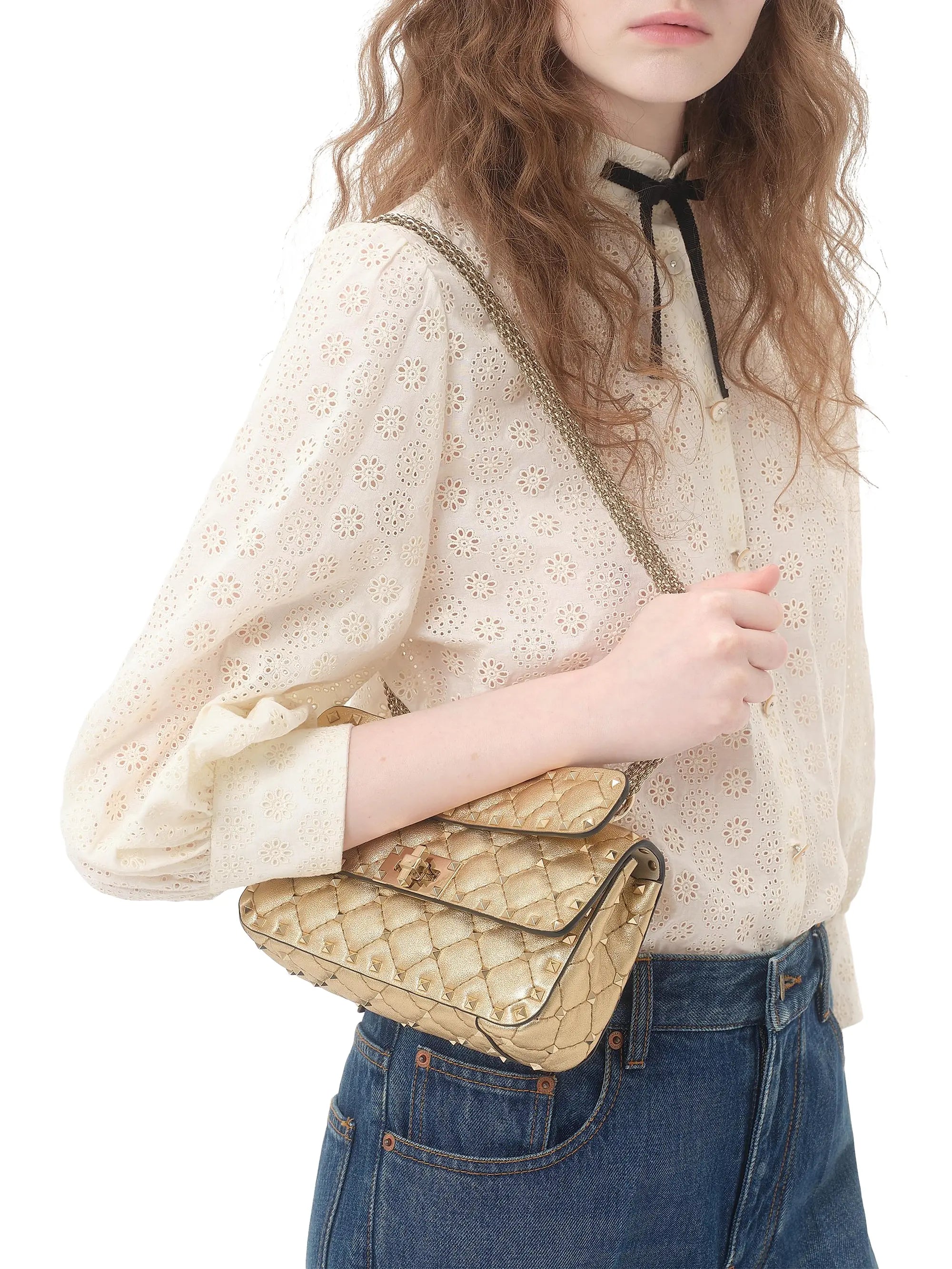 Valentino Garavani Rockstud Spike Small Laminated Nappa Crossbody Bag
