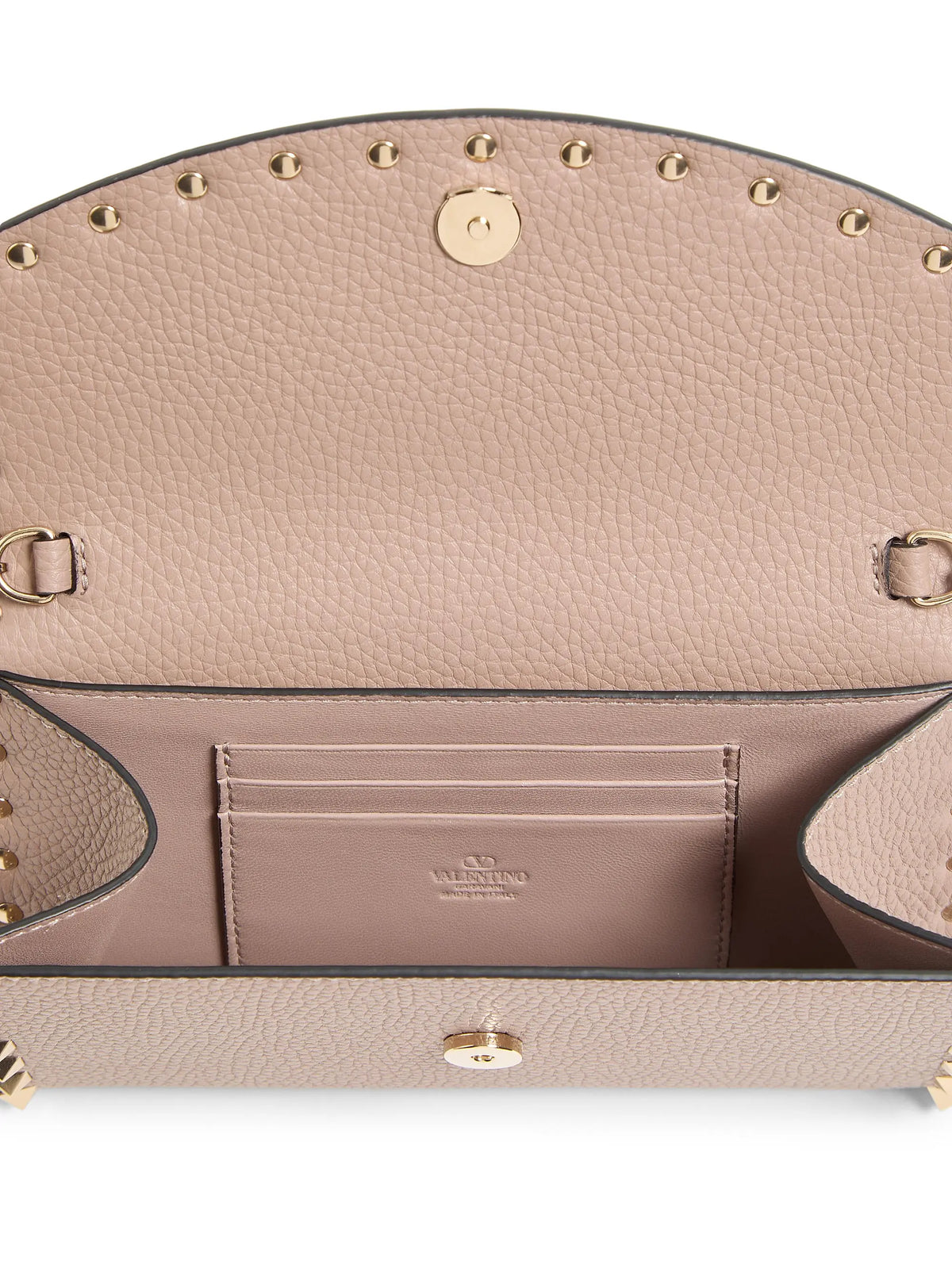 Valentino Garavani Rockstud Wallet with Chain in Grainy Calfskin
