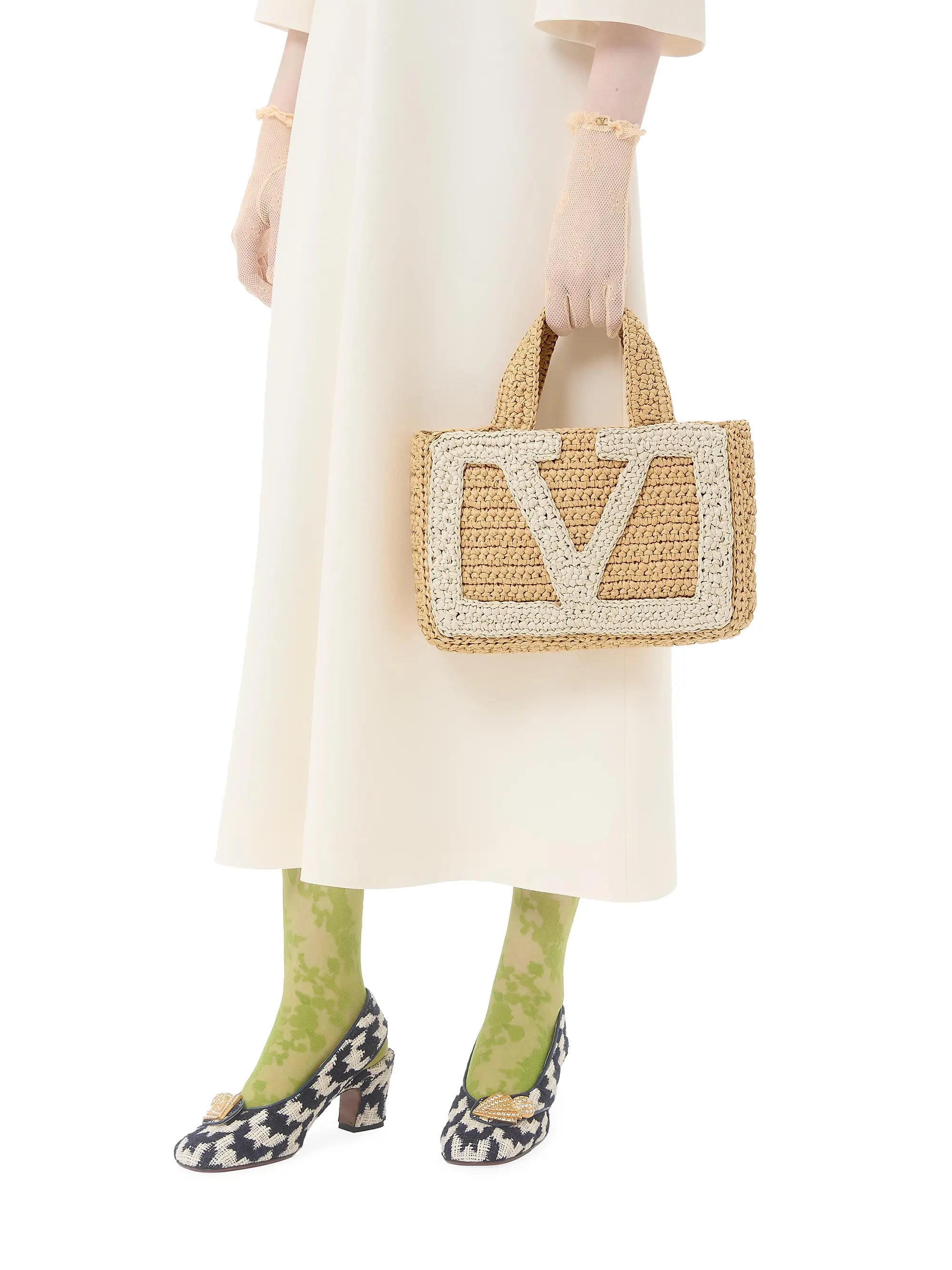 Valentino Garavani Viva Superstar Small Shopping Bag in Raffia